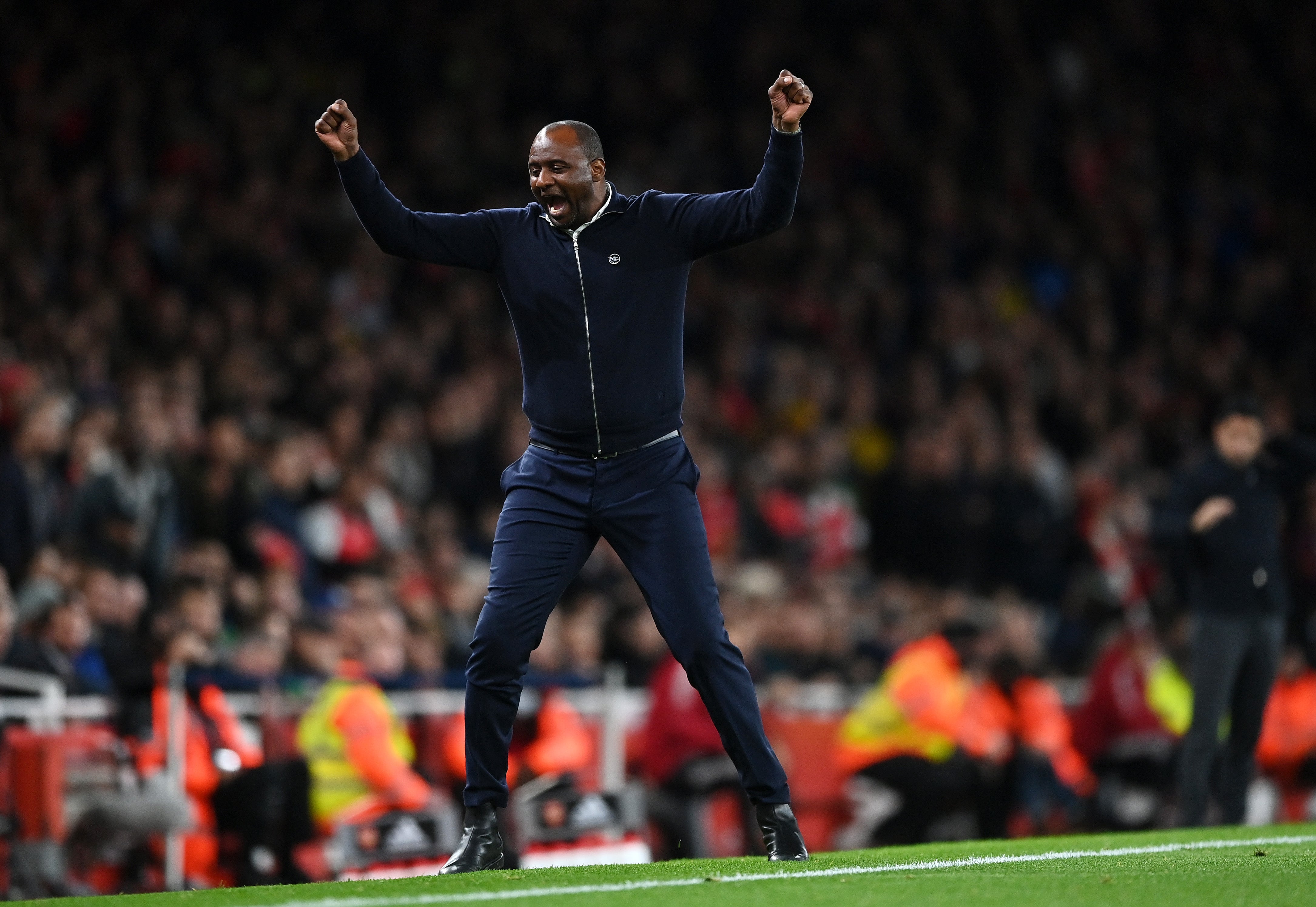 Vieira celebrates his side’s second goal