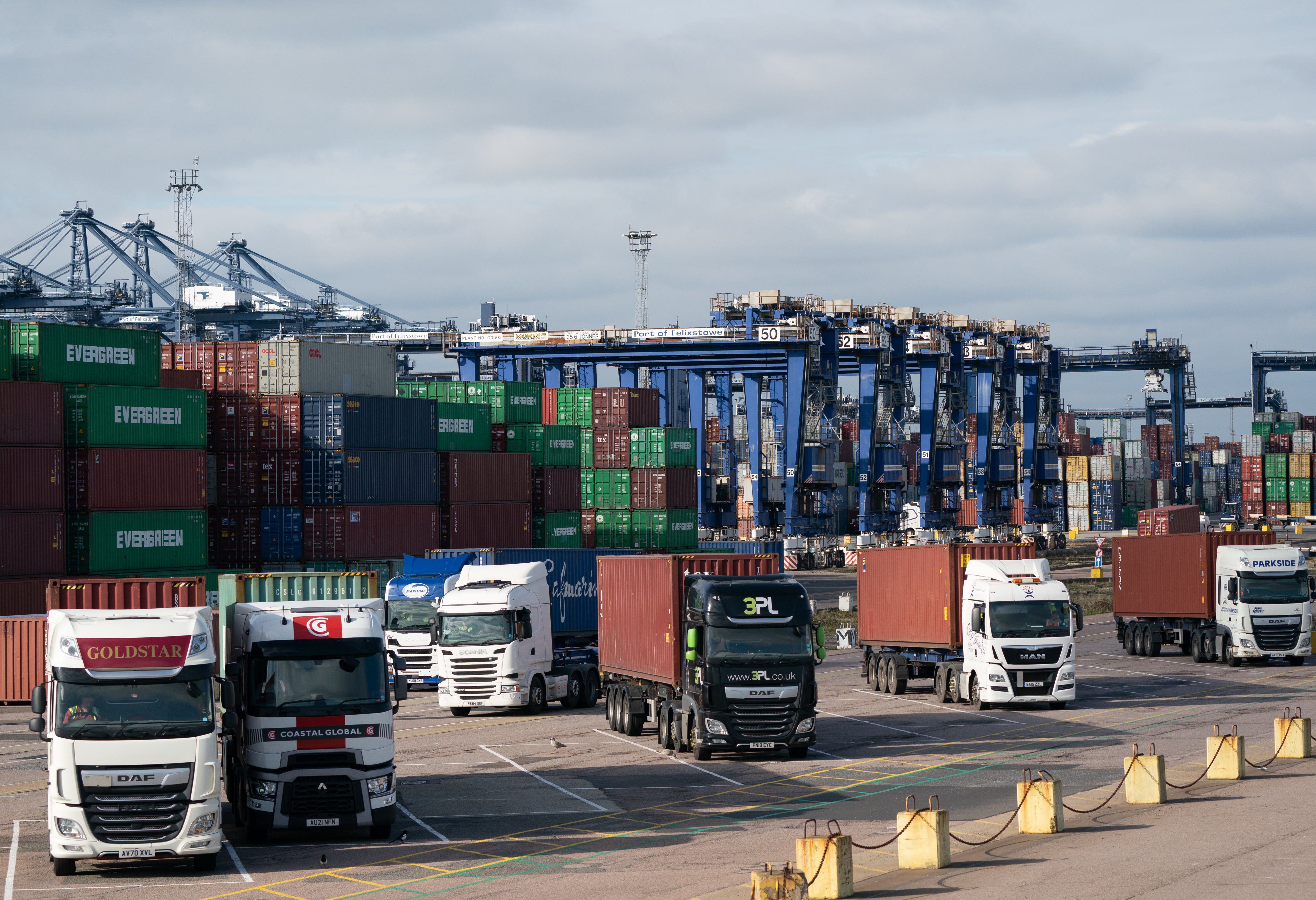 Lorries at the Port of Felixstowe in Suffolk