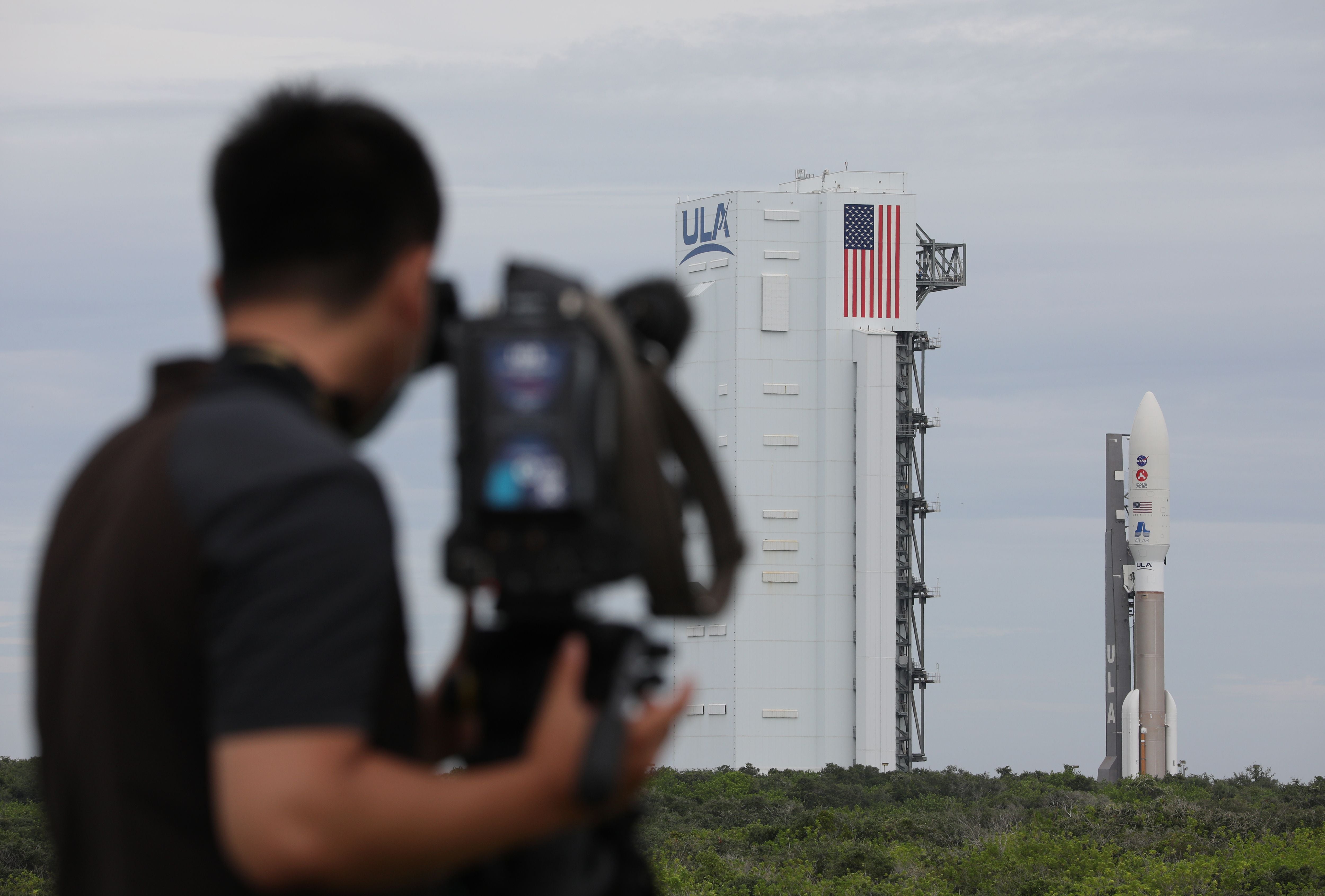 The Atlas V rocket before takeoff with the Perseverance rover in 2020