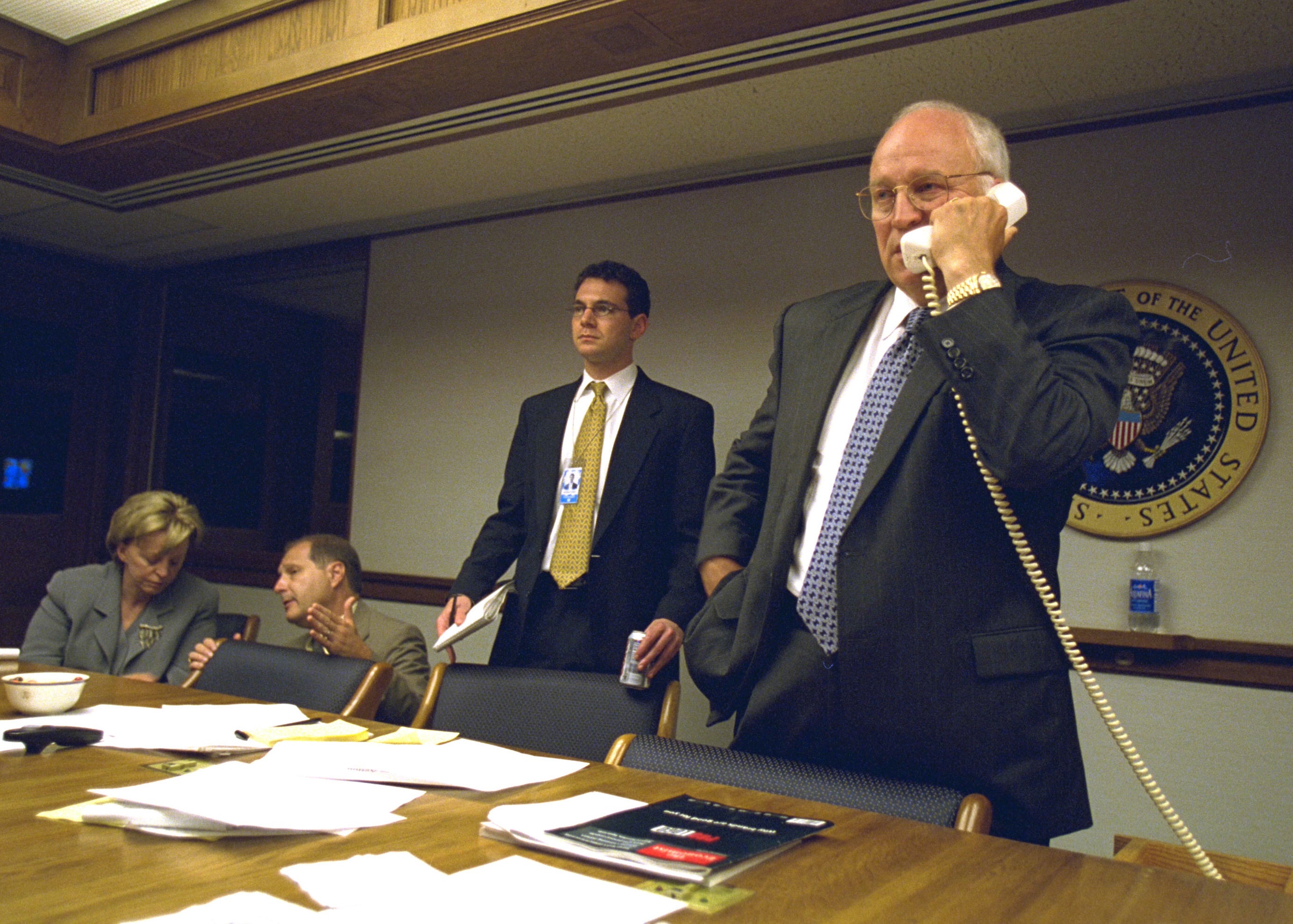 Cheney, pictured on 9/11, took charge of the US response in the immediate aftermath of the attacks