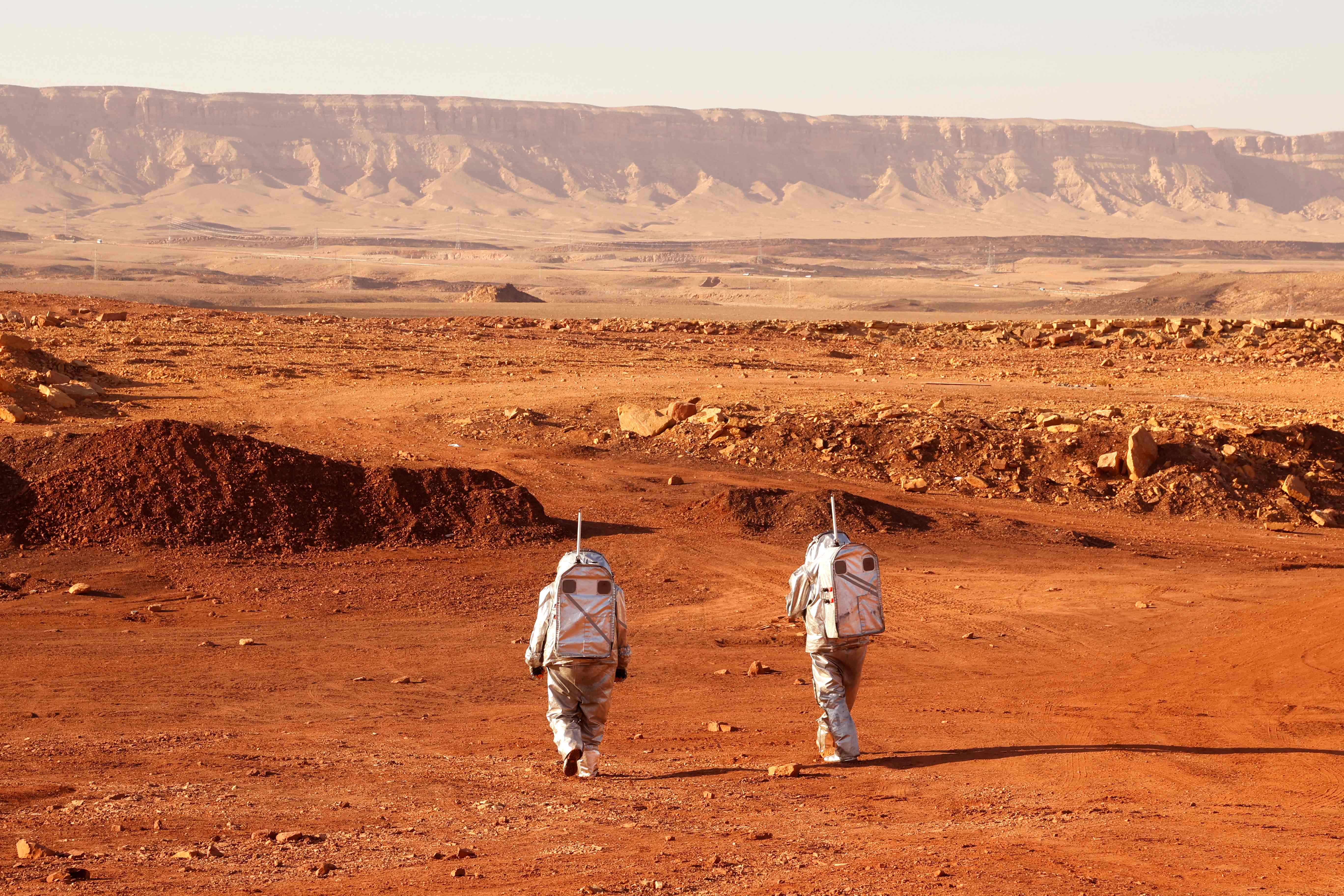 European and Israeli astronauts during a Mars training mission in the Negev desert