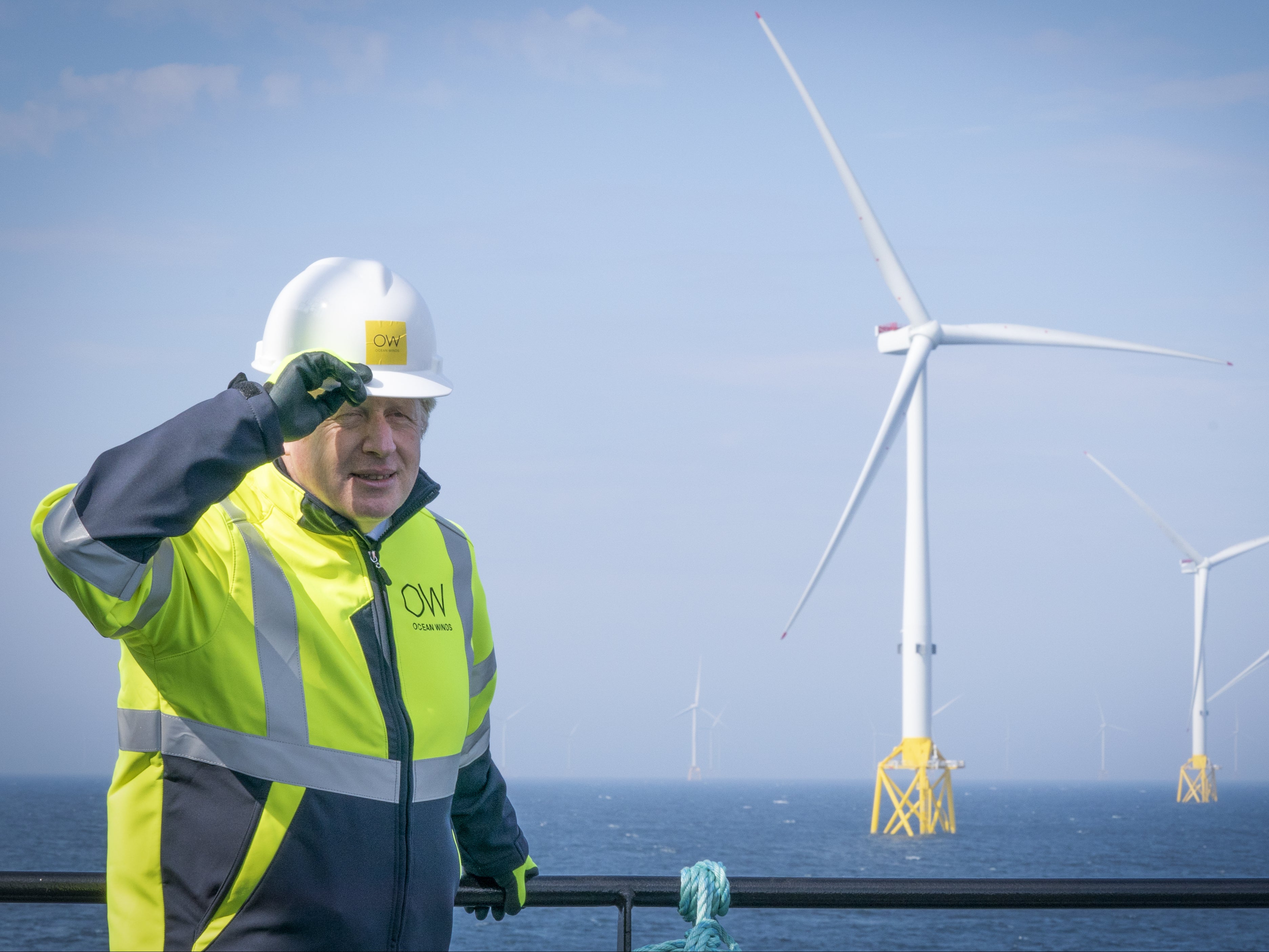 Turbulent times: the prime minister visits a wind farm