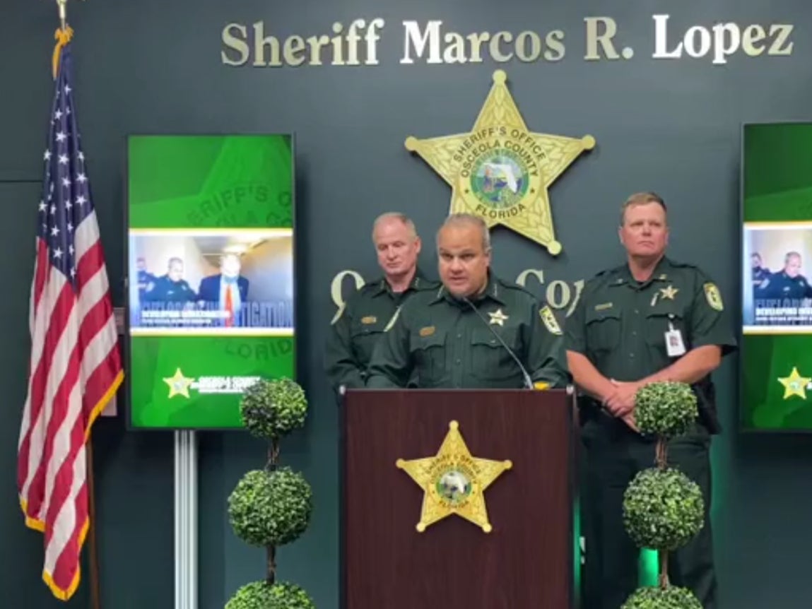 Osceola County sheriff Marcos Lopez gives a press conference about the arrest