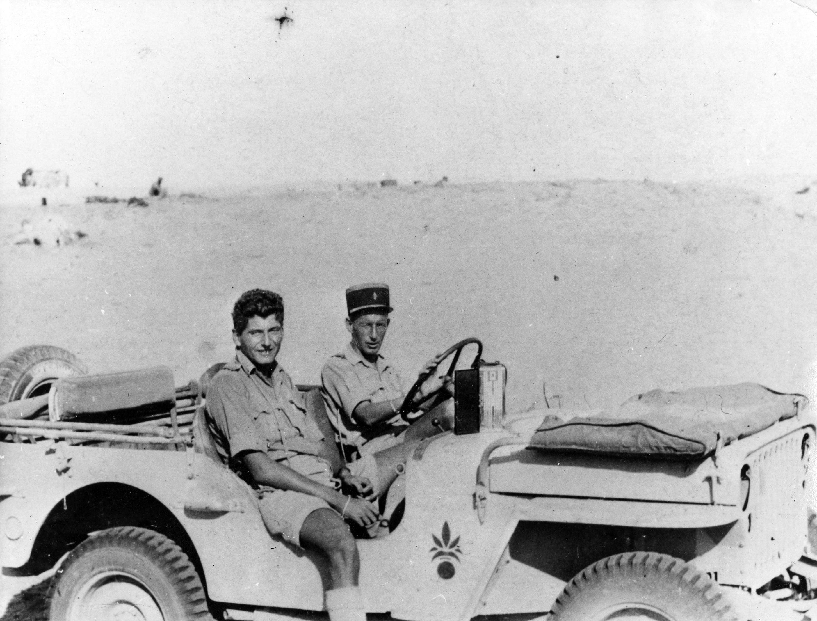 Hubert Germain (left) and Captain Paul Arnault at a place called ‘Hell of the Stukas in 1942 in South El Alamein