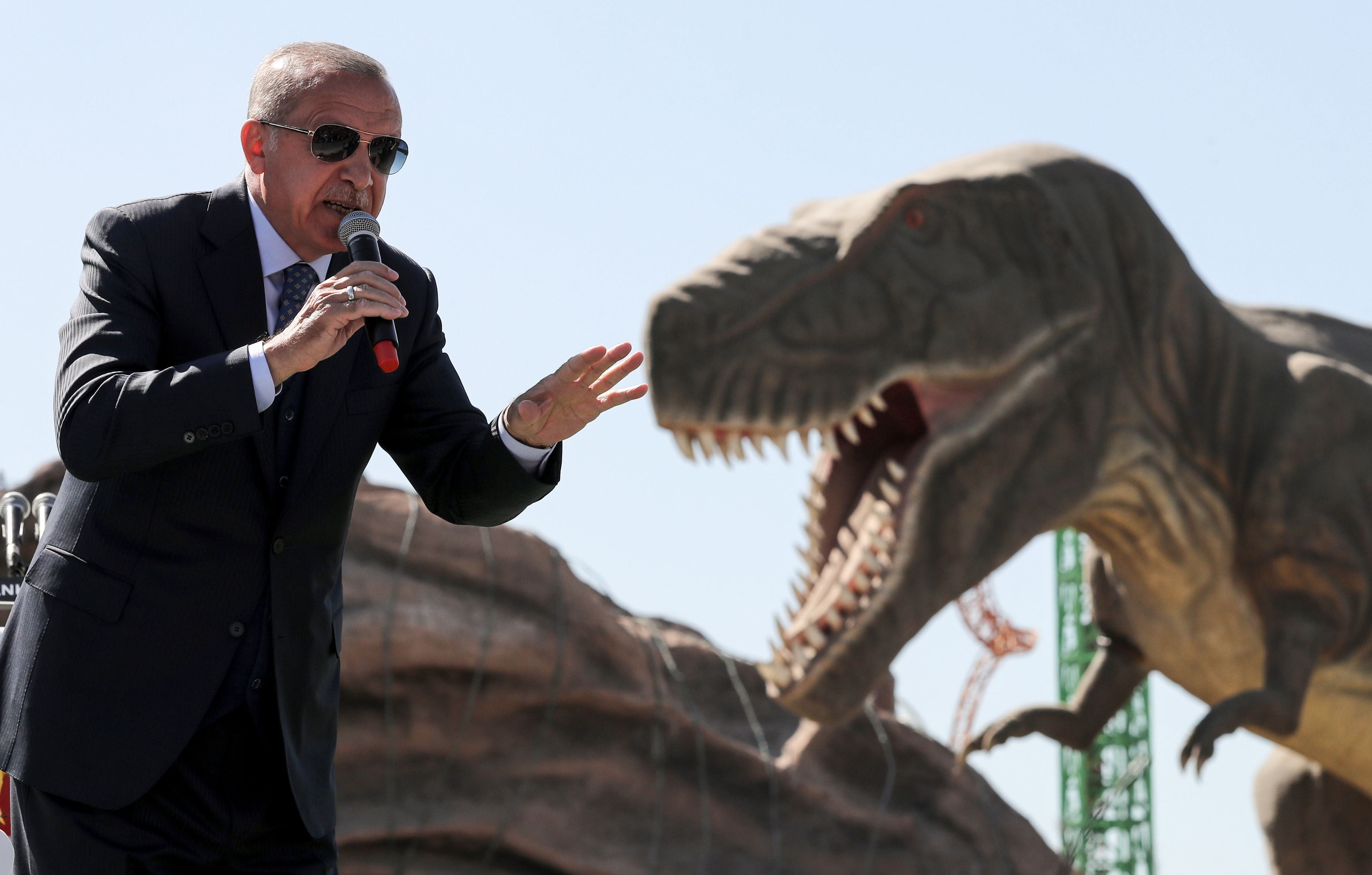 Talk to the animals: Erdogan delivers a speech at the opening ceremony of the Wonderland Eurasia theme park