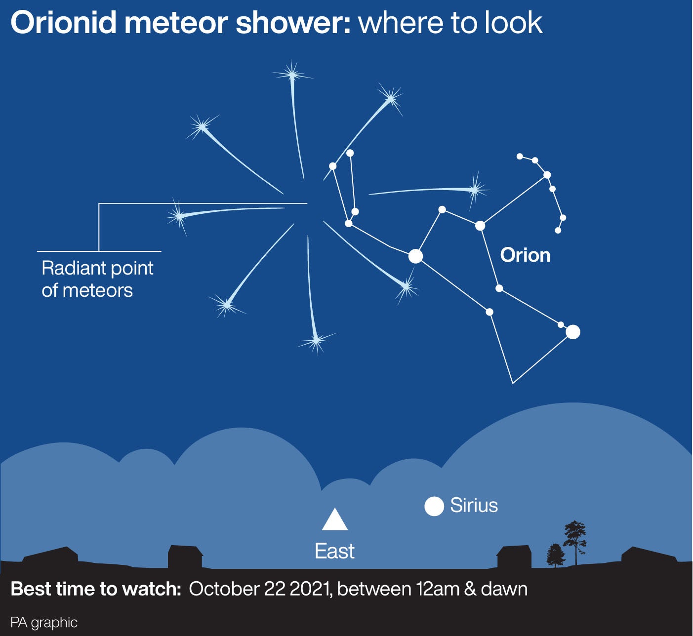 The Orionids meteor shower will emanate from the Orion constellation