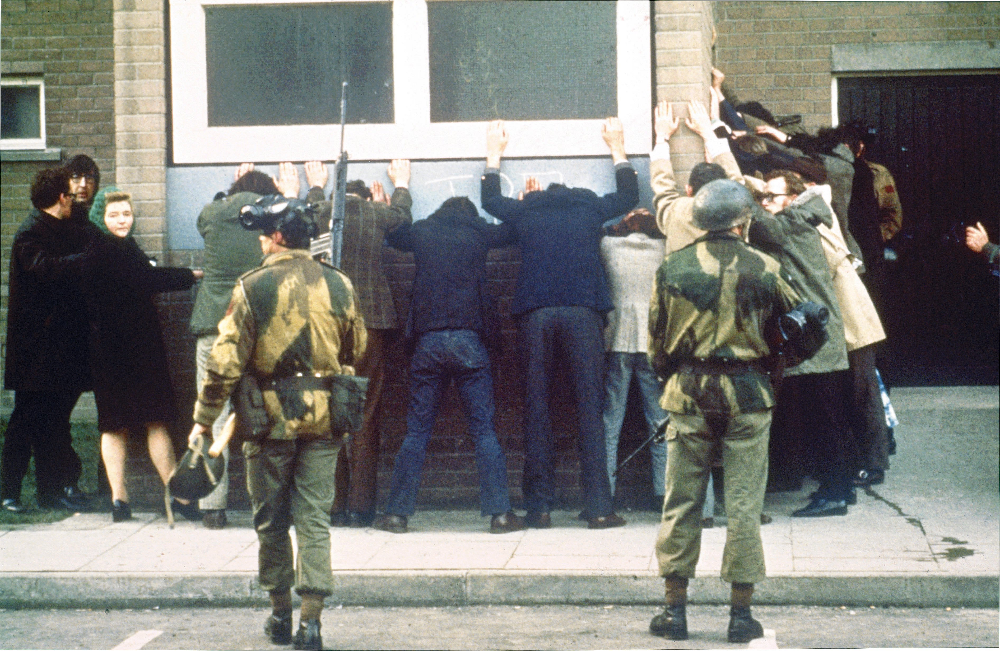 British troops search civilians on Bloody Sunday