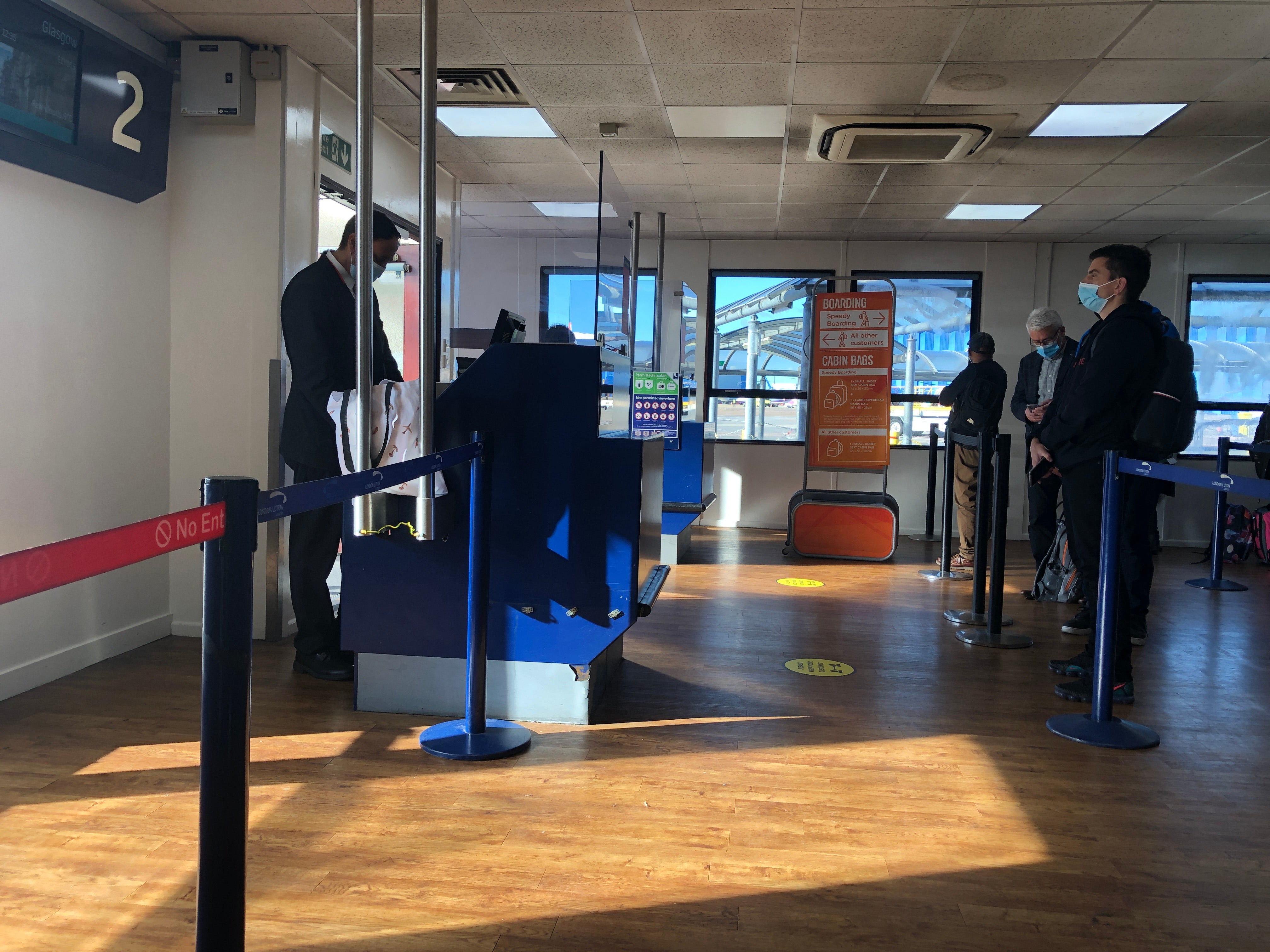 Boarding zone: Gate 2 at Luton Airport