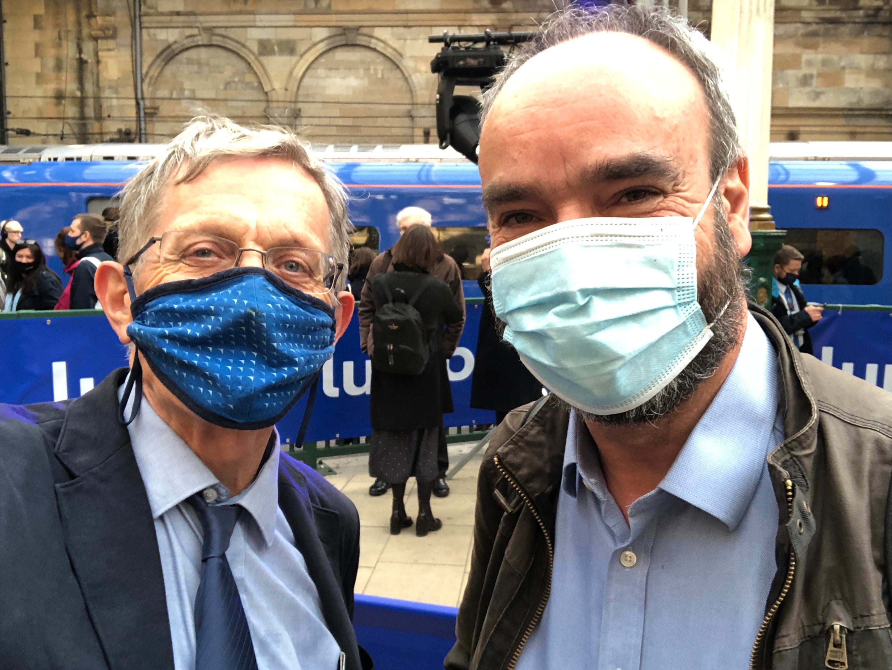 Journey’s end: Simon Calder and Mark Smith at Edinburgh Waverley