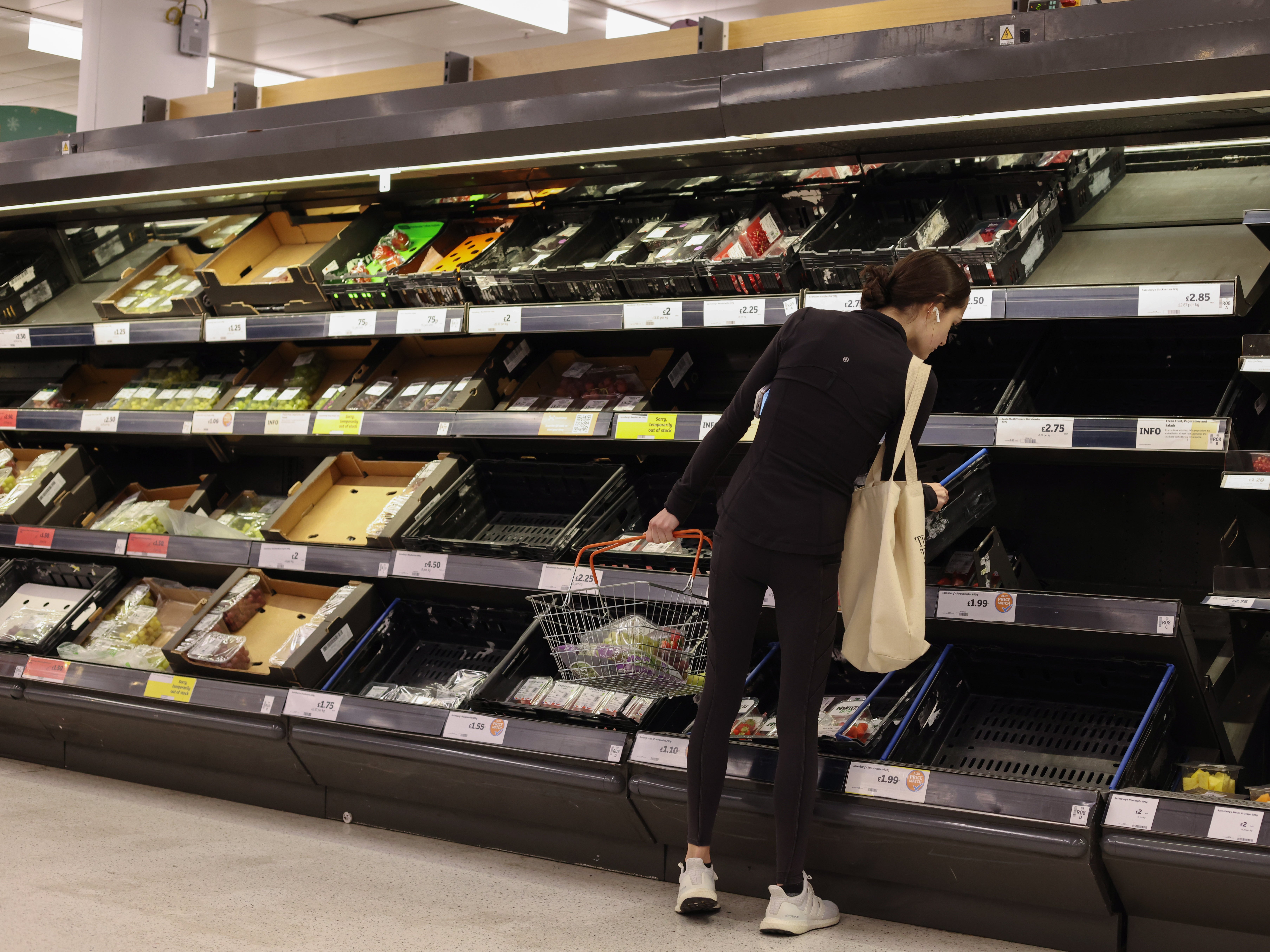 Empty shelves at a Sainsbury’s supermarket in London