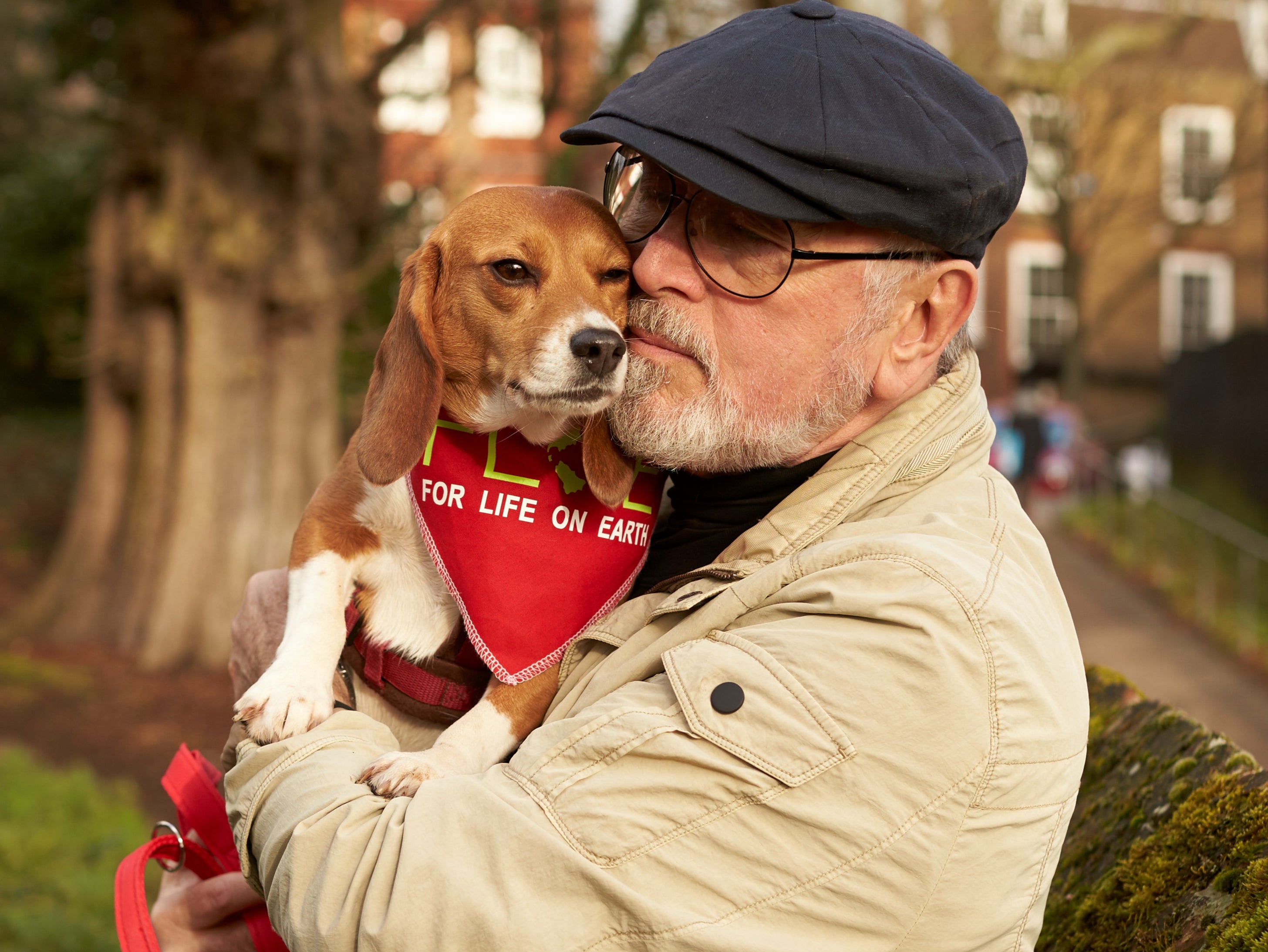 Egan with rescued beagle Scarlett