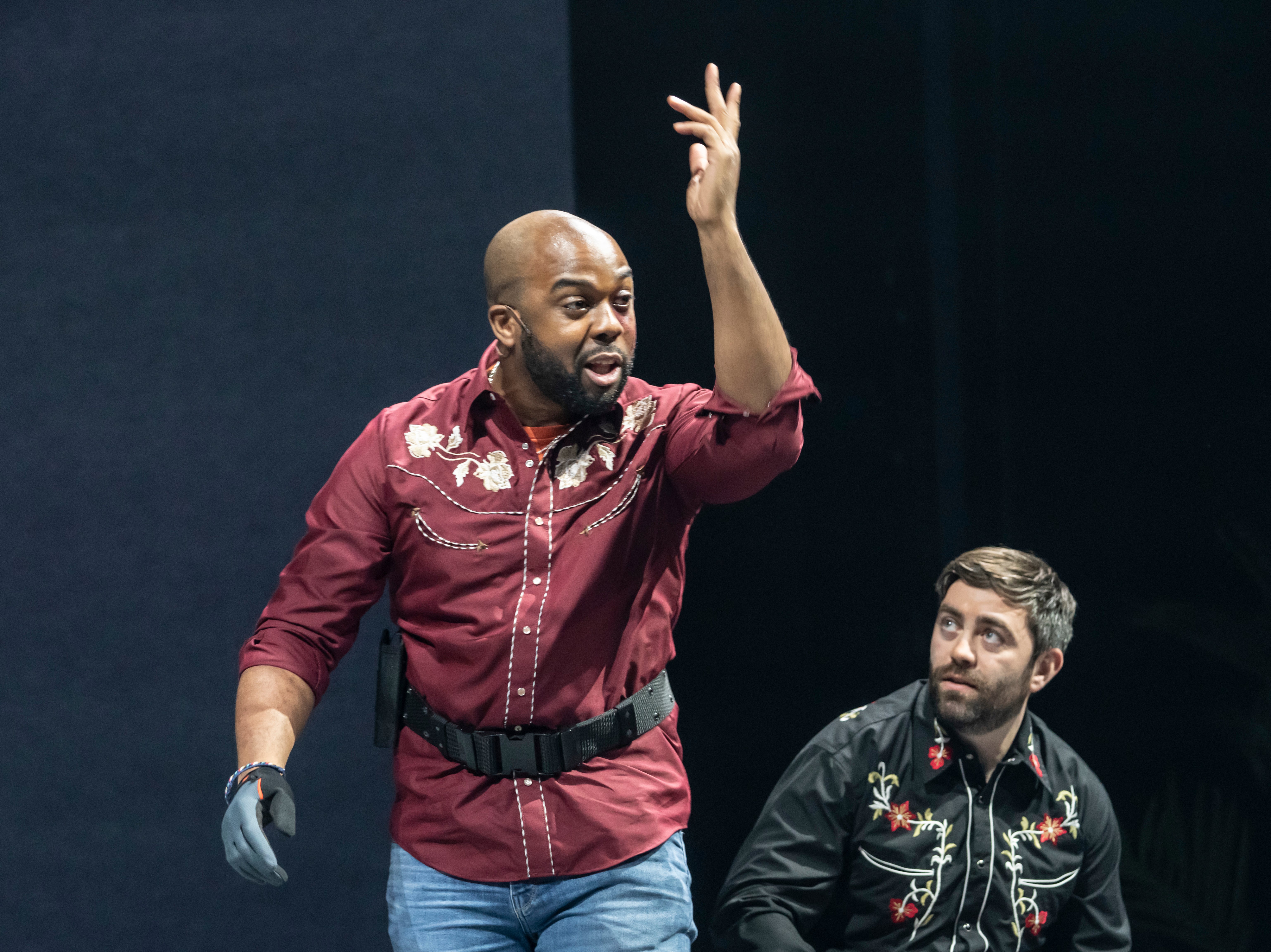 Ken Nwosu and James Corrigan in ‘White Noise’ at The Bridge Theatre, London