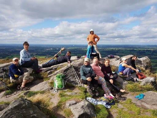 The group of around 20 people have been walking 10 miles a day for seven weeks, so far.