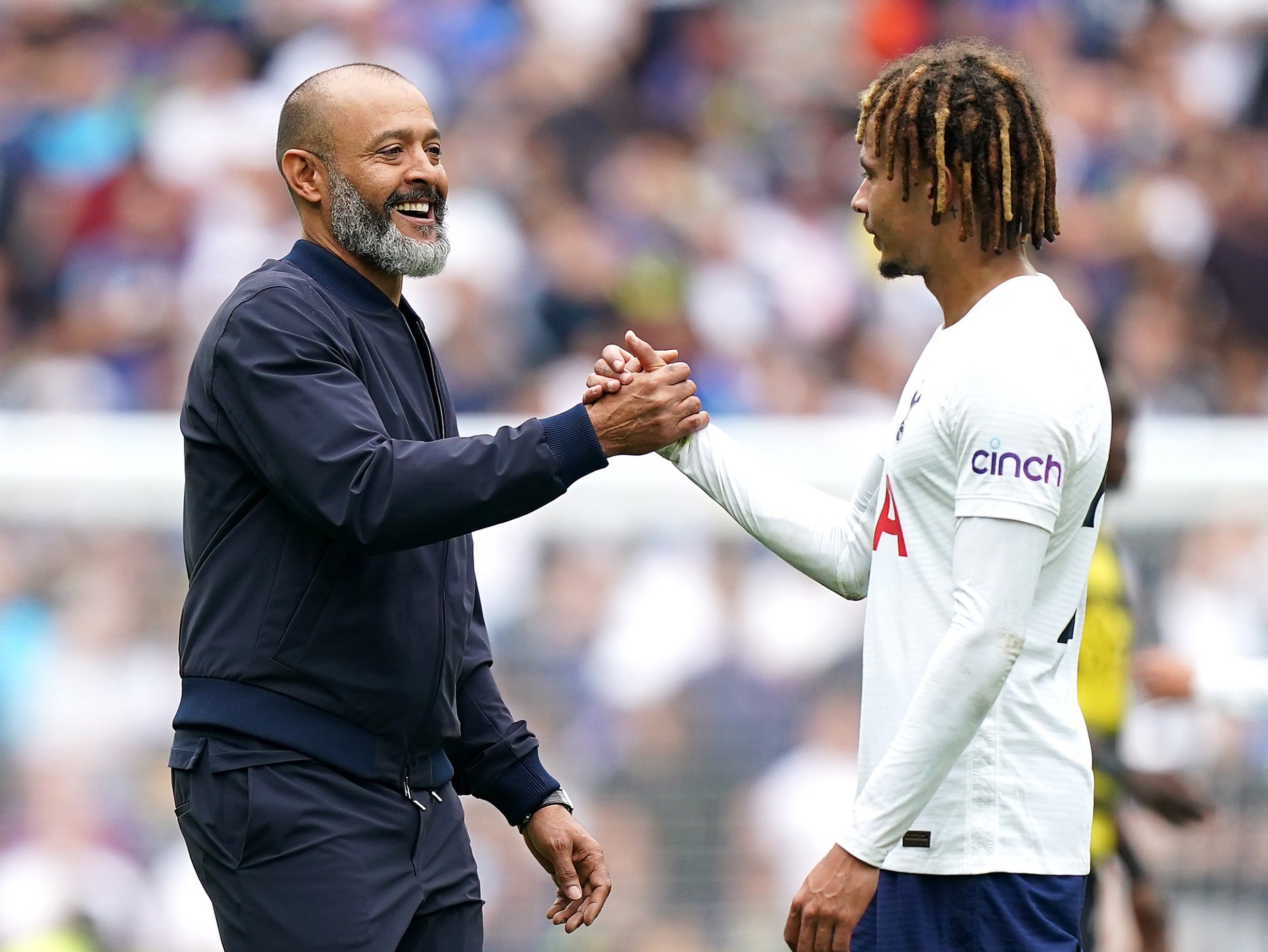 Tottenham manager Nuno Espirito Santo, left, and Dele Alli