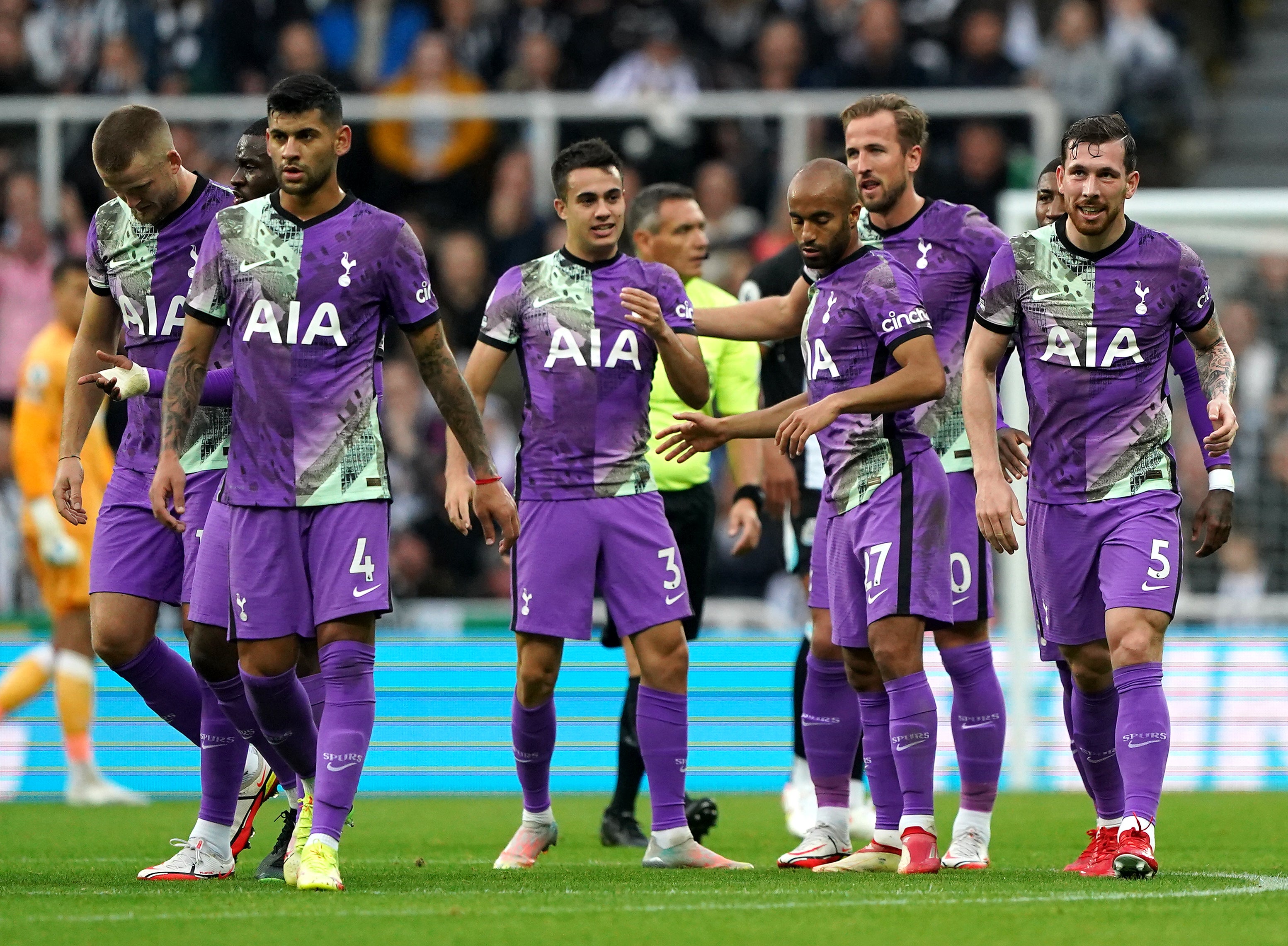 Harry Kane (third right) ended his scoring drought at Newcastle (Owen Humphreys/PA)