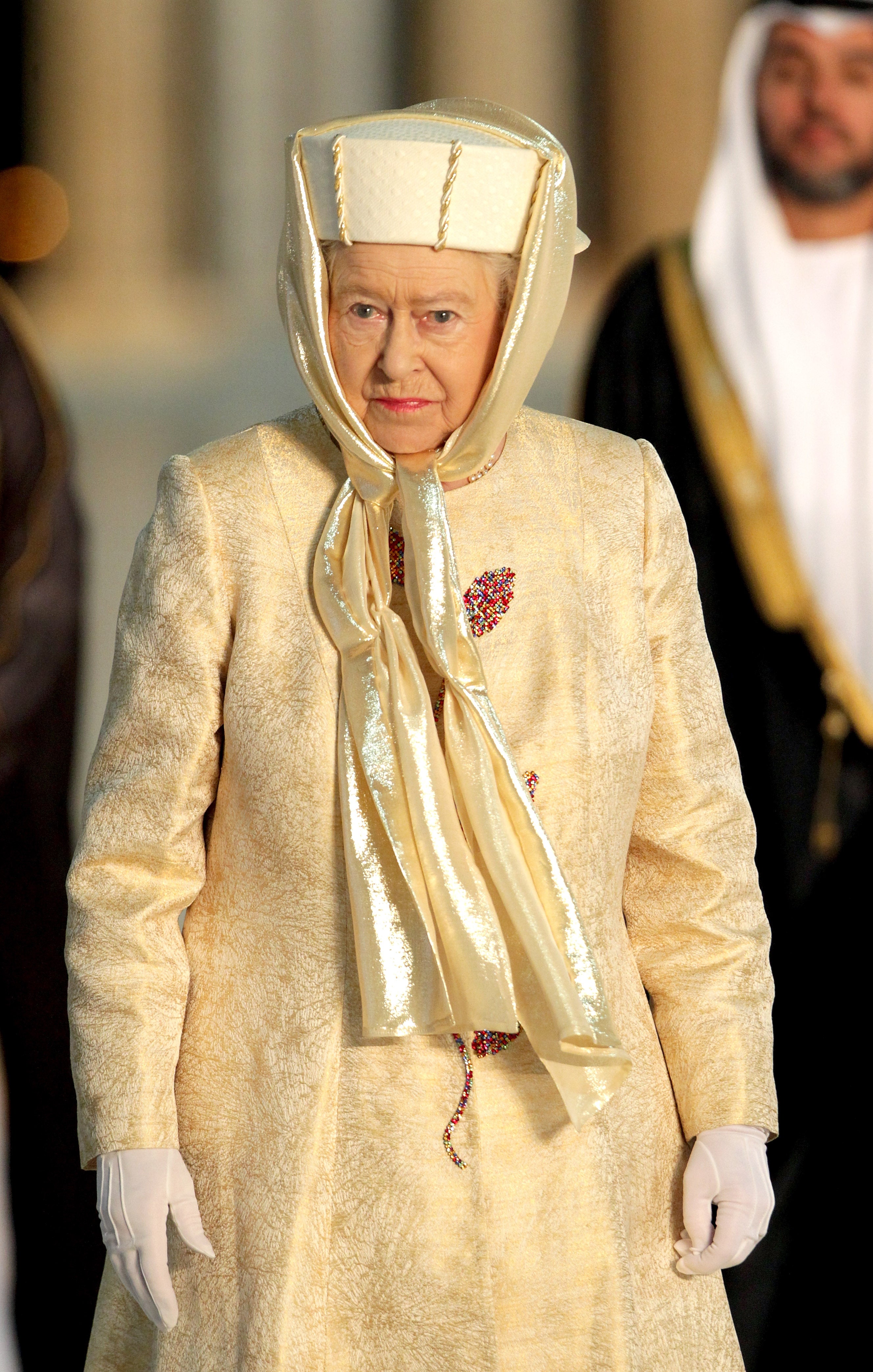 Queen Elizabeth II visiting the Sheikh Zayed Mosque in Abu Dhabi, United Arab Emirates, 2010