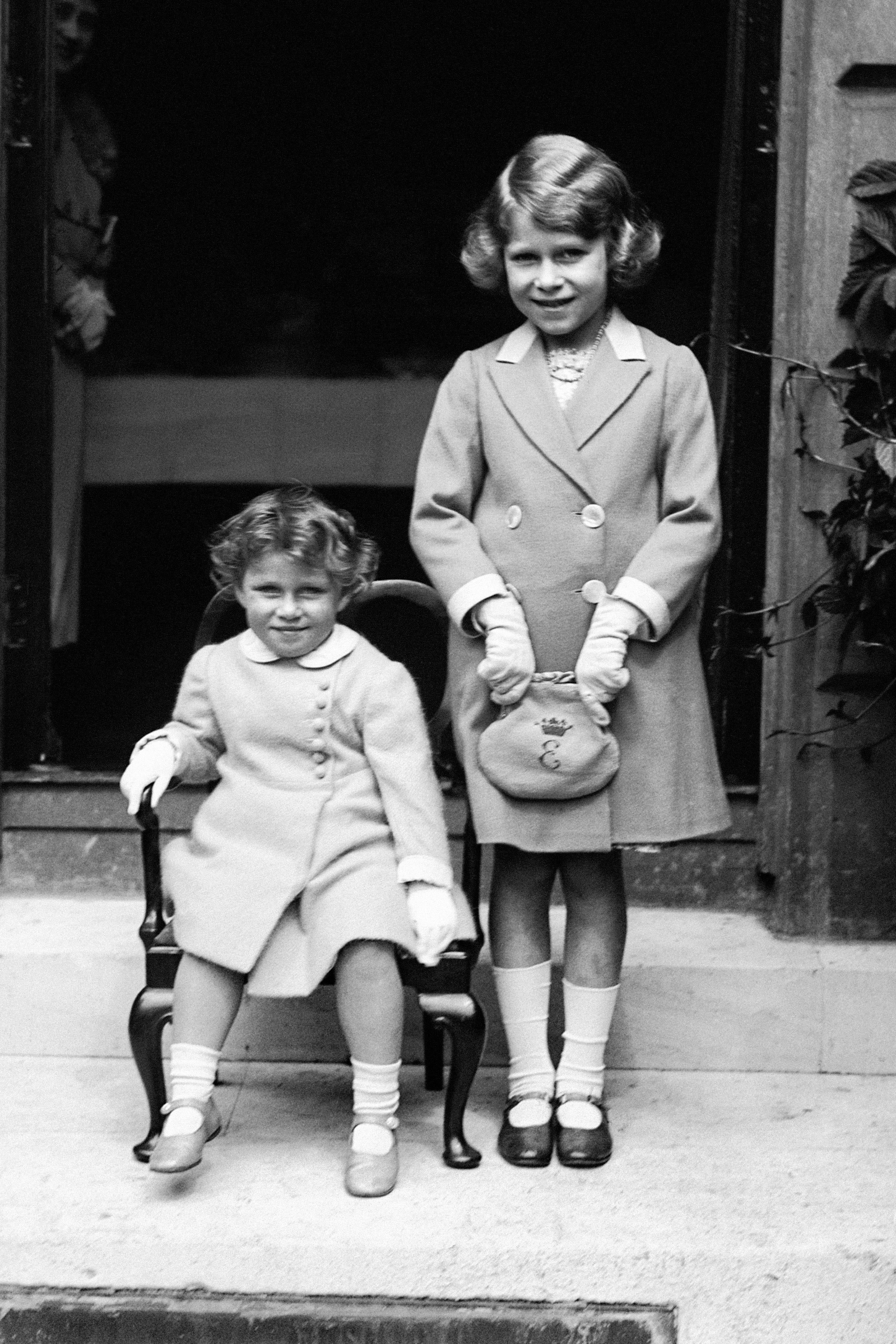 Princess Elizabeth, aged seven with two-year-old Princess Margaret