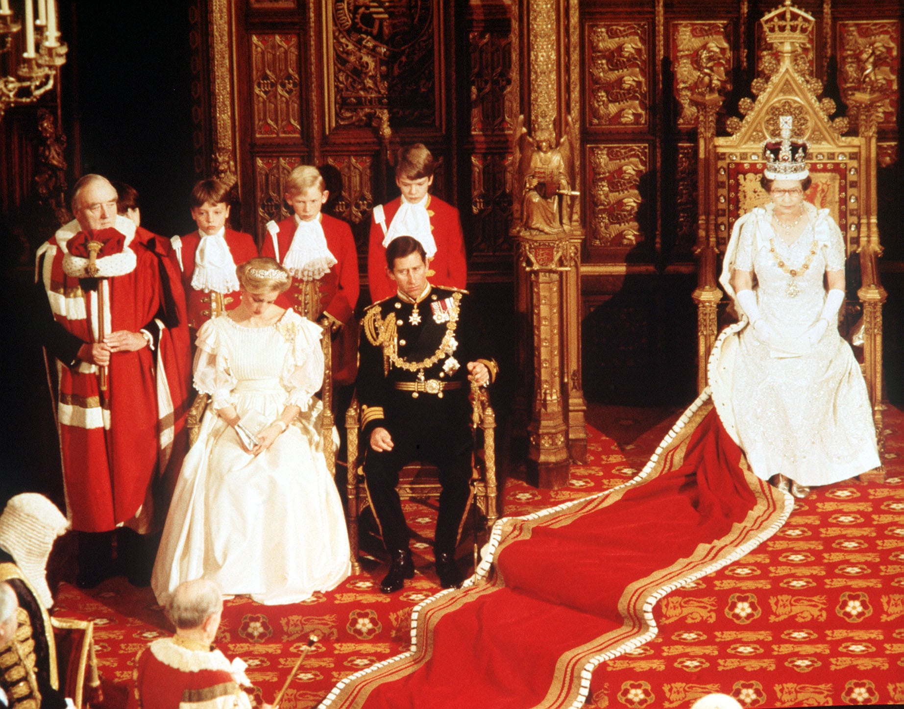 Queen Elizabeth II attending the State Opening of Parliament in 1984