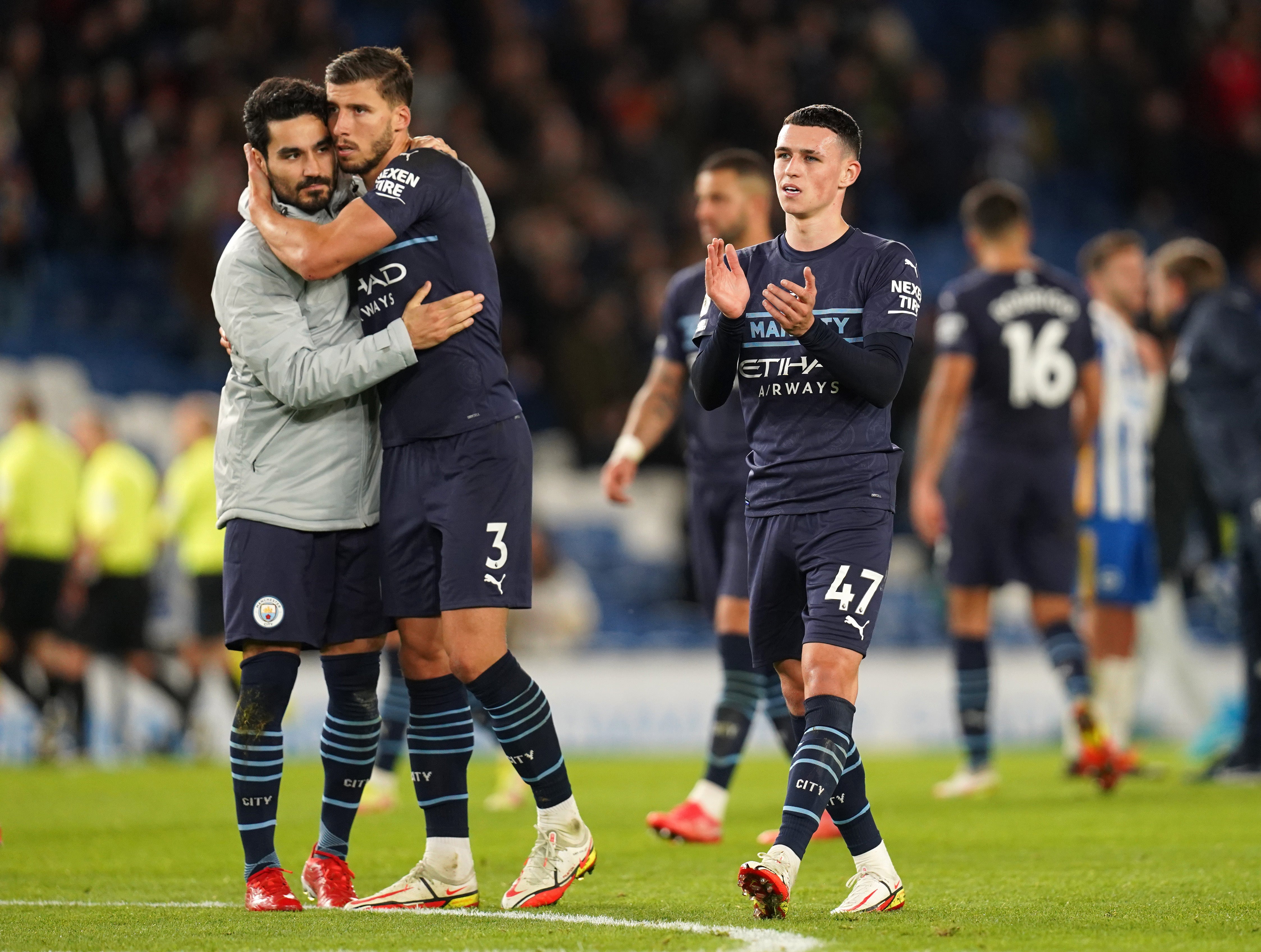 Phil Foden (right) has been lauded by team-mate Ilkay Gundogan (Gareth Fuller/PA)