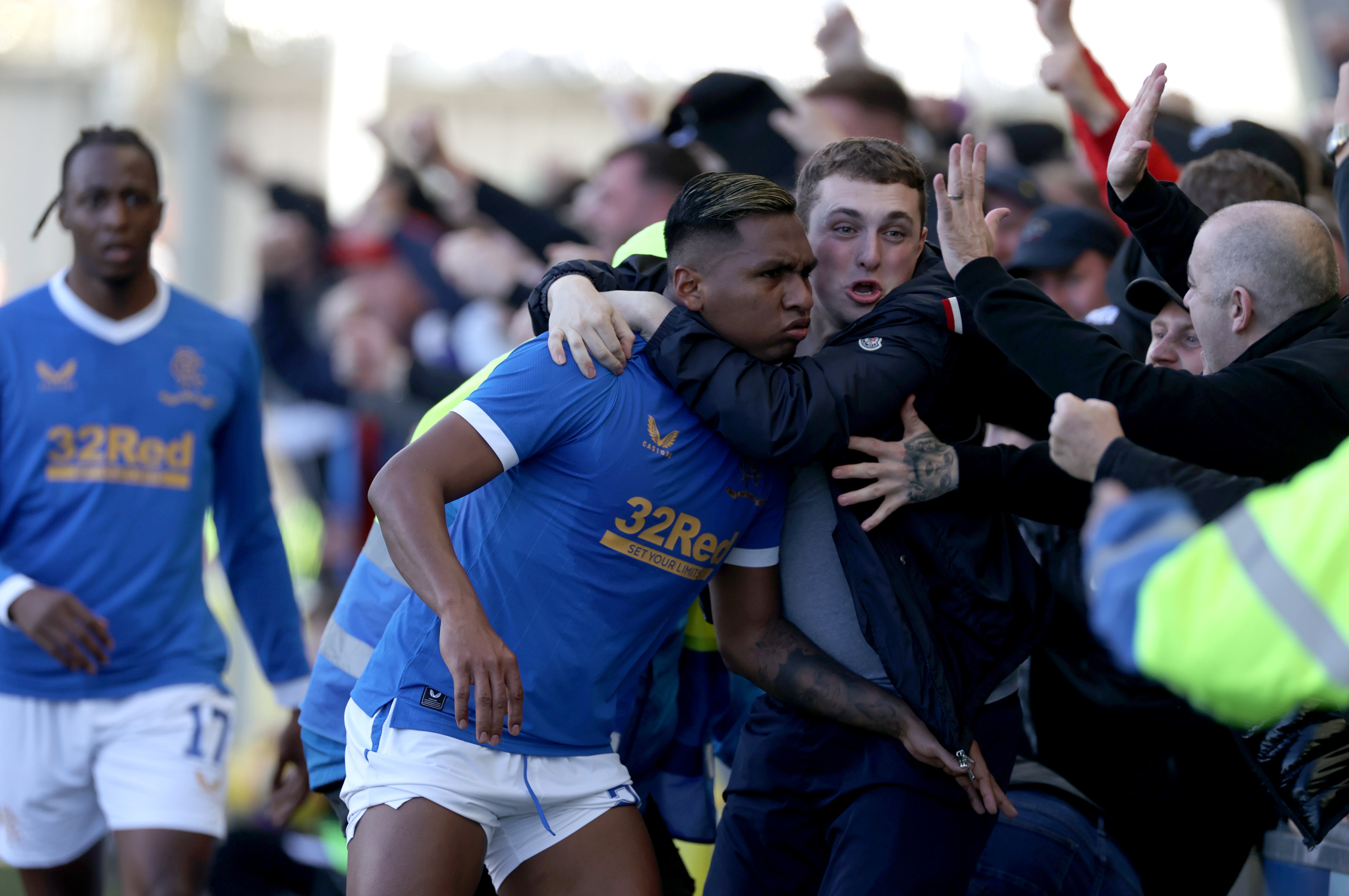 Rangers’ Alfredo Morelos celebrates scoring (Steve Welsh/PA)