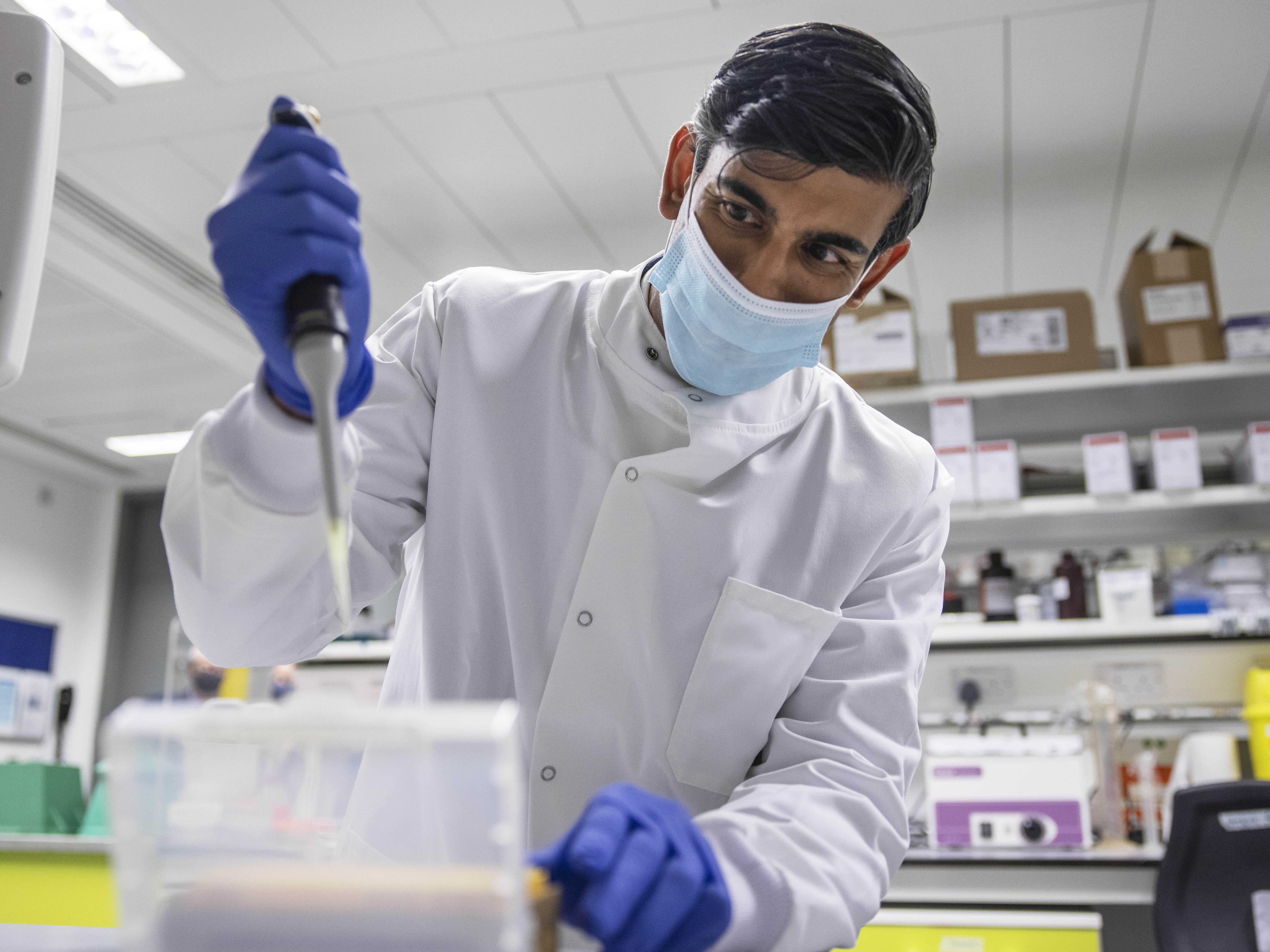 Chancellor Rishi Sunak during a visit to Hammersmith Hospital, west London in February 2021