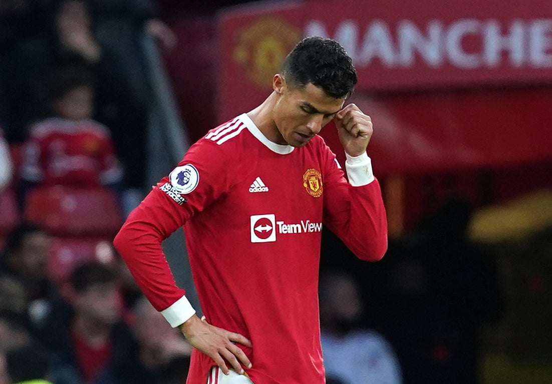 Cristiano Ronaldo and his United team-mates could do nothing about Liverpool on Sunday. (Martin Rickett/PA)