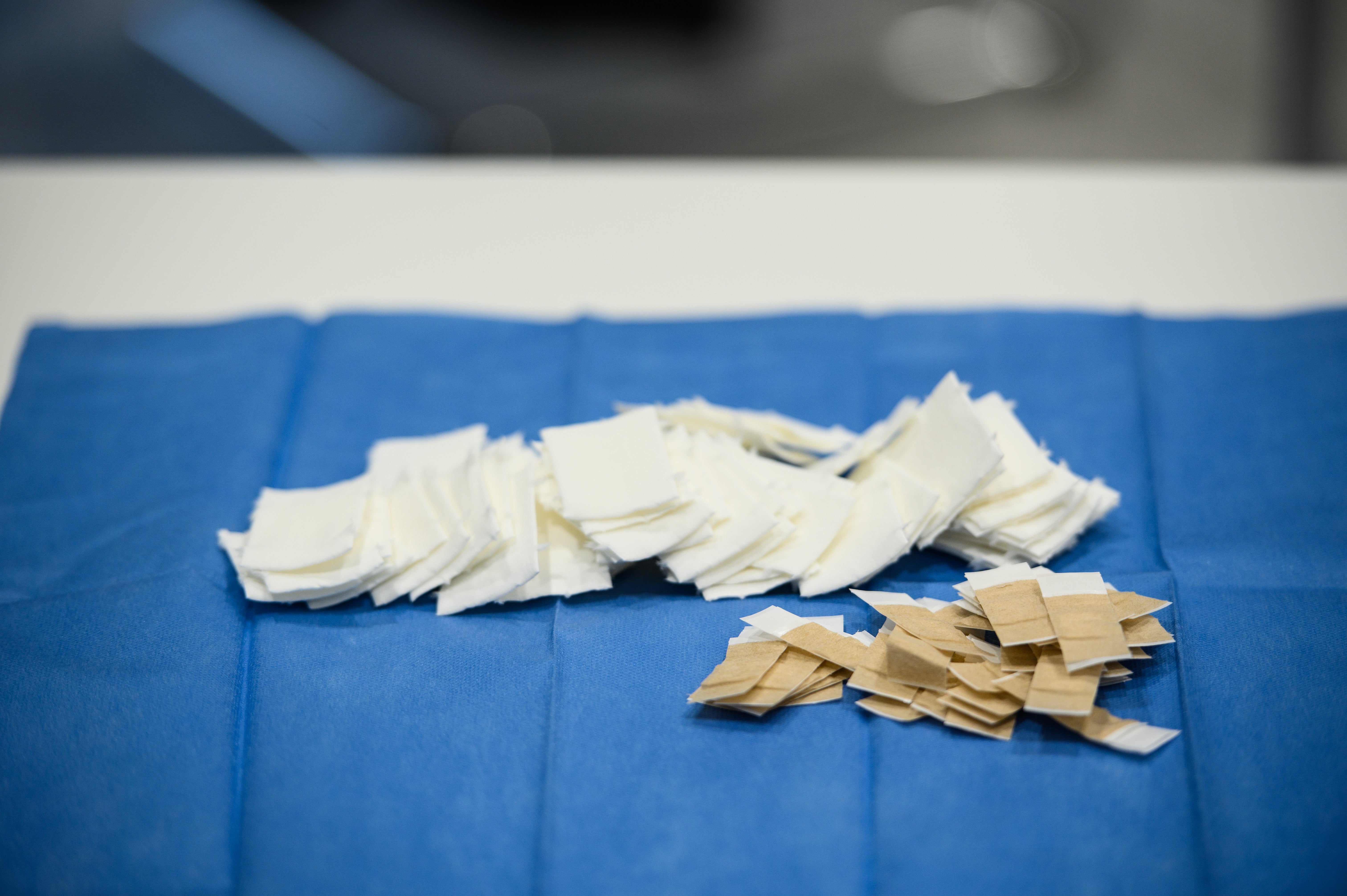Bandages seen at the administration centre on the first day of the nationwide launch of Covid-19 vaccinations during the second wave of the coronavirus pandemic at the University Hospital in Frankfurt am Main, Germany