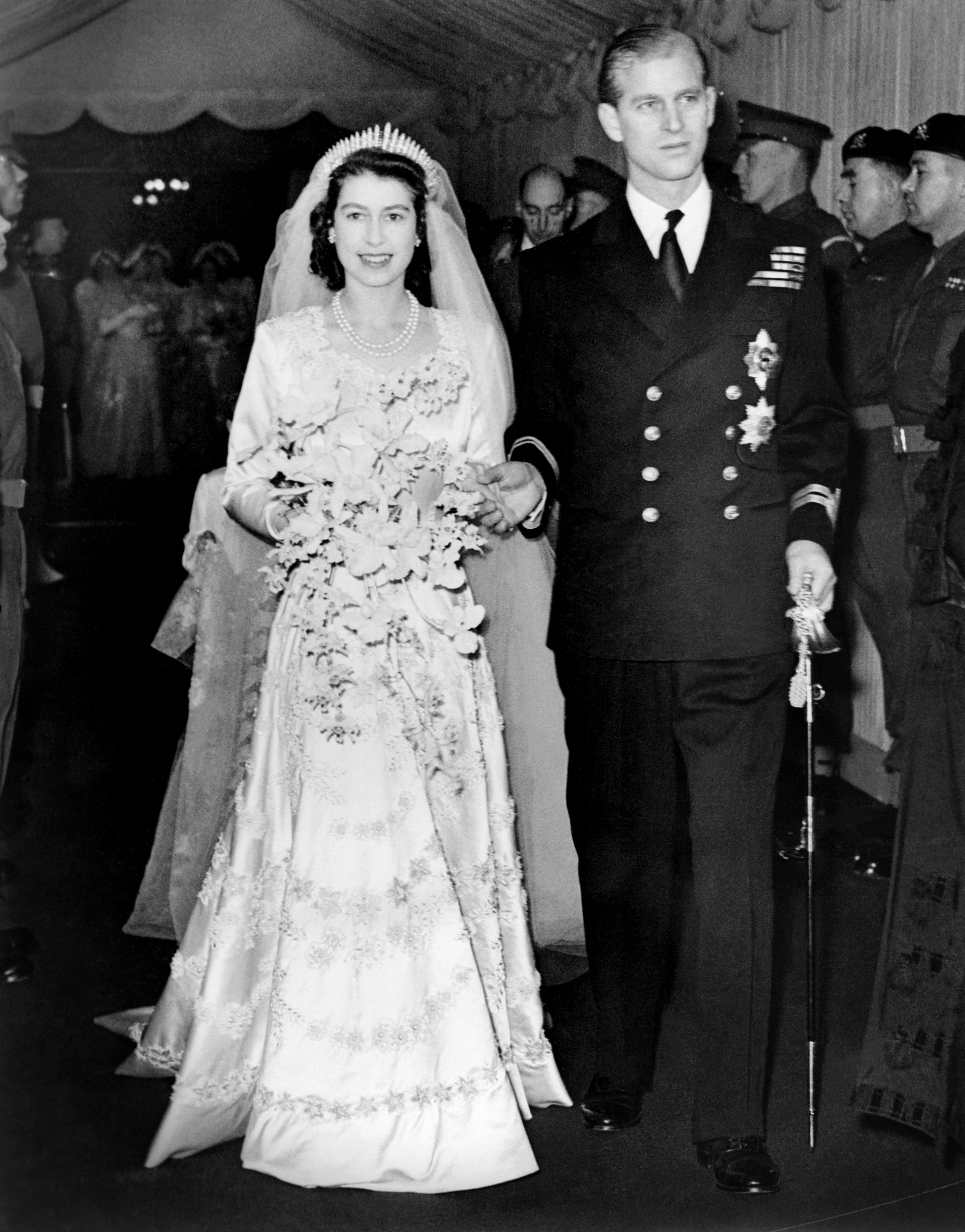 Princess Elizabeth and Prince Philip on their wedding day, 20 November 1947, in London