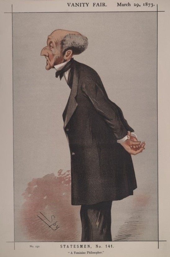 A caricature of John Stuart Mill from March 1873