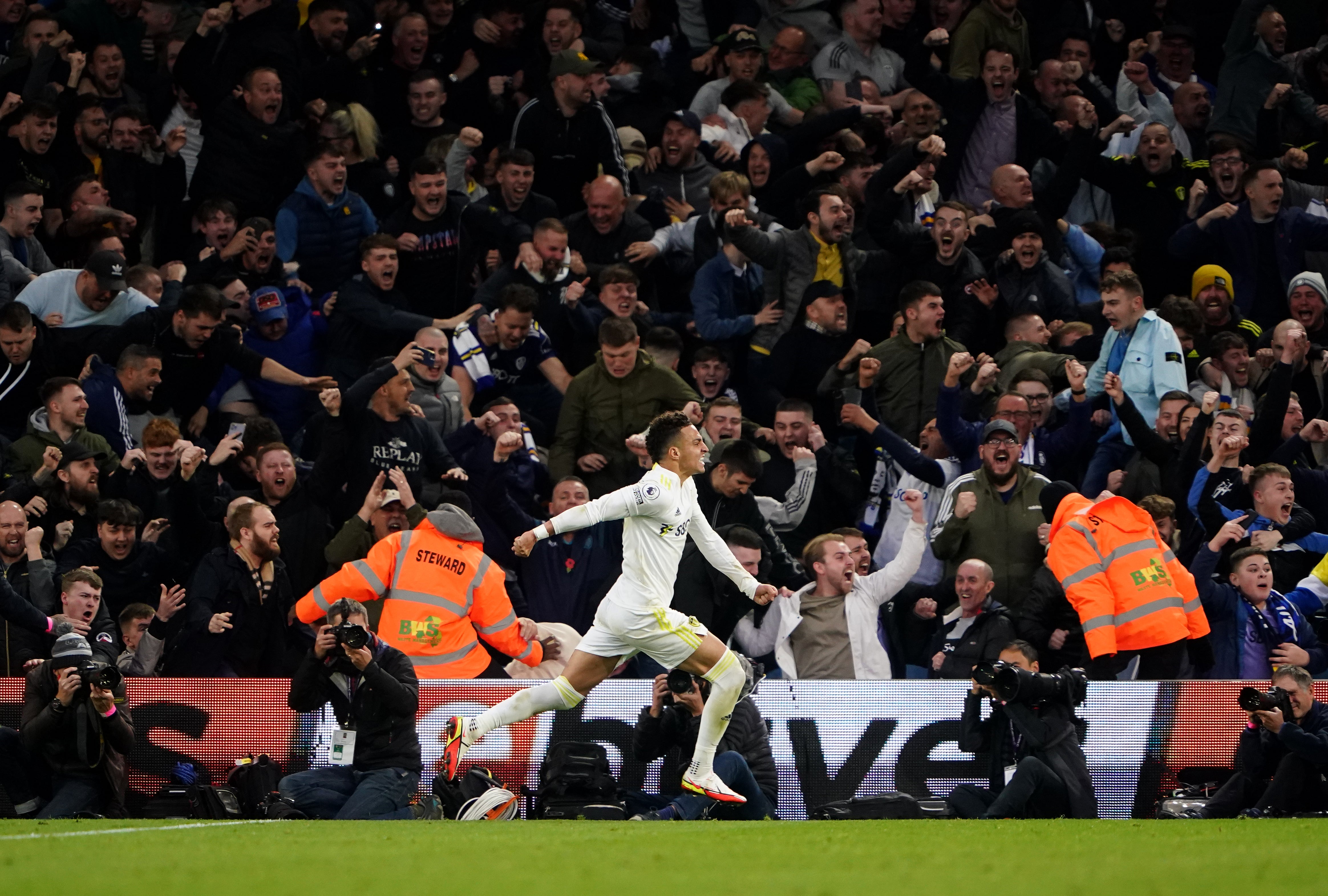 Rodrigo celebrates scoring the penalty that earned a 1-1 draw with Wolves (Zac Goodwin/PA)