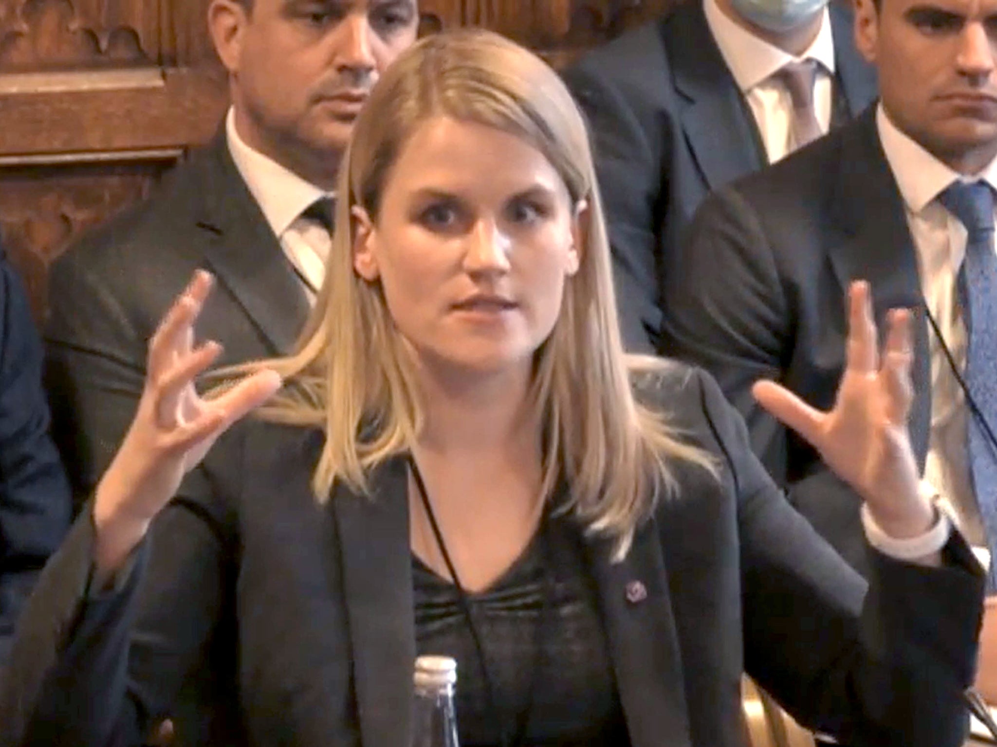 Frances Haugen, a former Facebook data scientist, testifies to Parliament