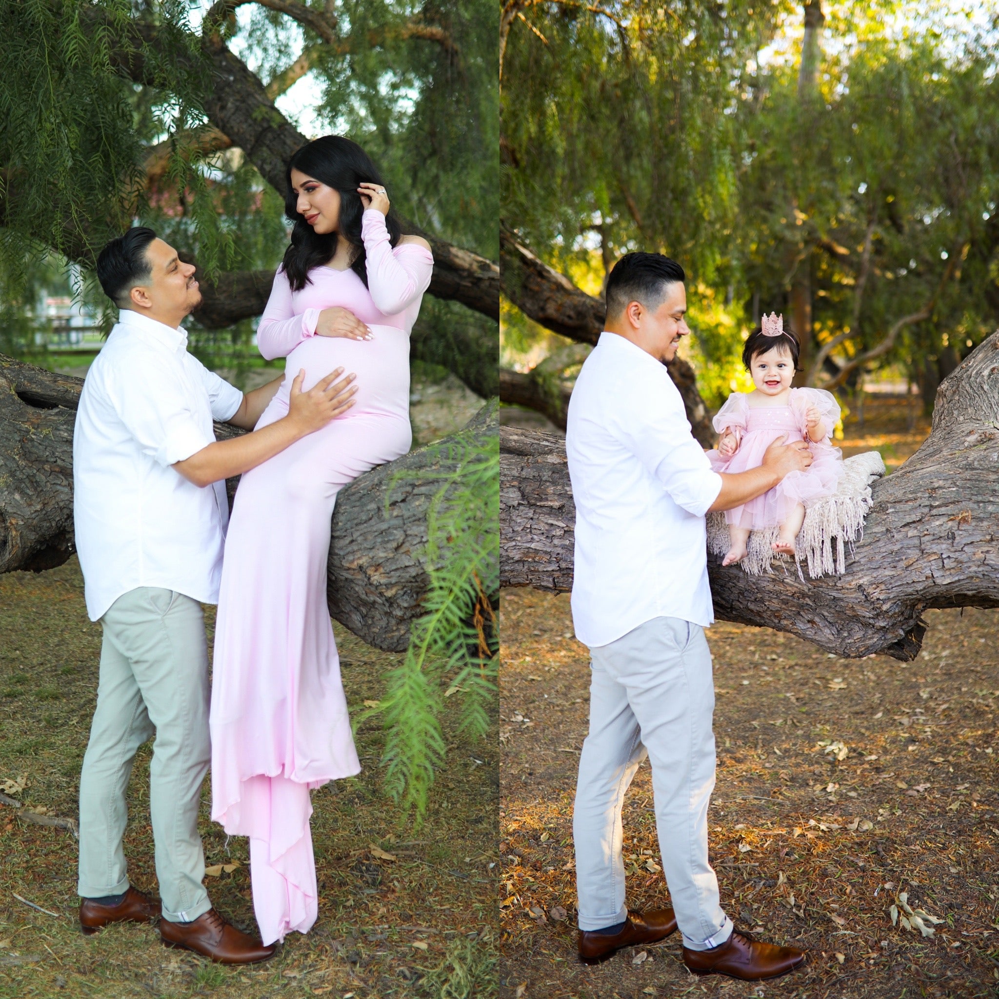 James Alvarez with his late wife Yesenia Aguilar (left) and with his daughter Adalyn (right)