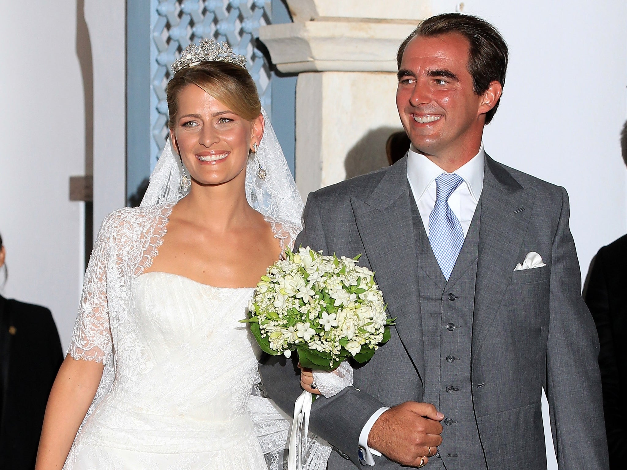 Prince Nikolaos of Greece and Tatiana Blatnik after getting married on 25 August, 2010 in Spetses, Greece