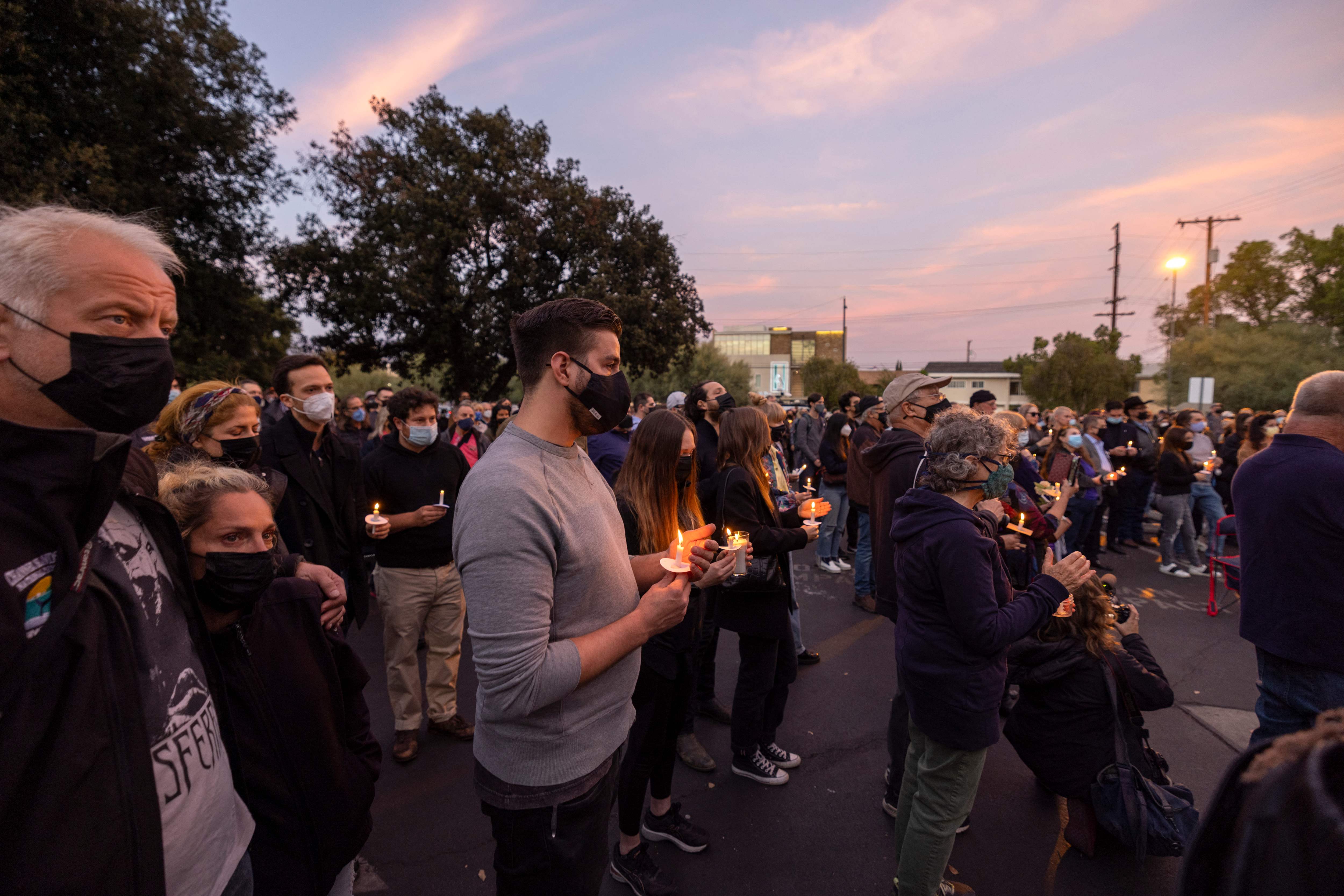 People attend candlelight vigil for cinematographer Halyna Hutchins in Burbank, California