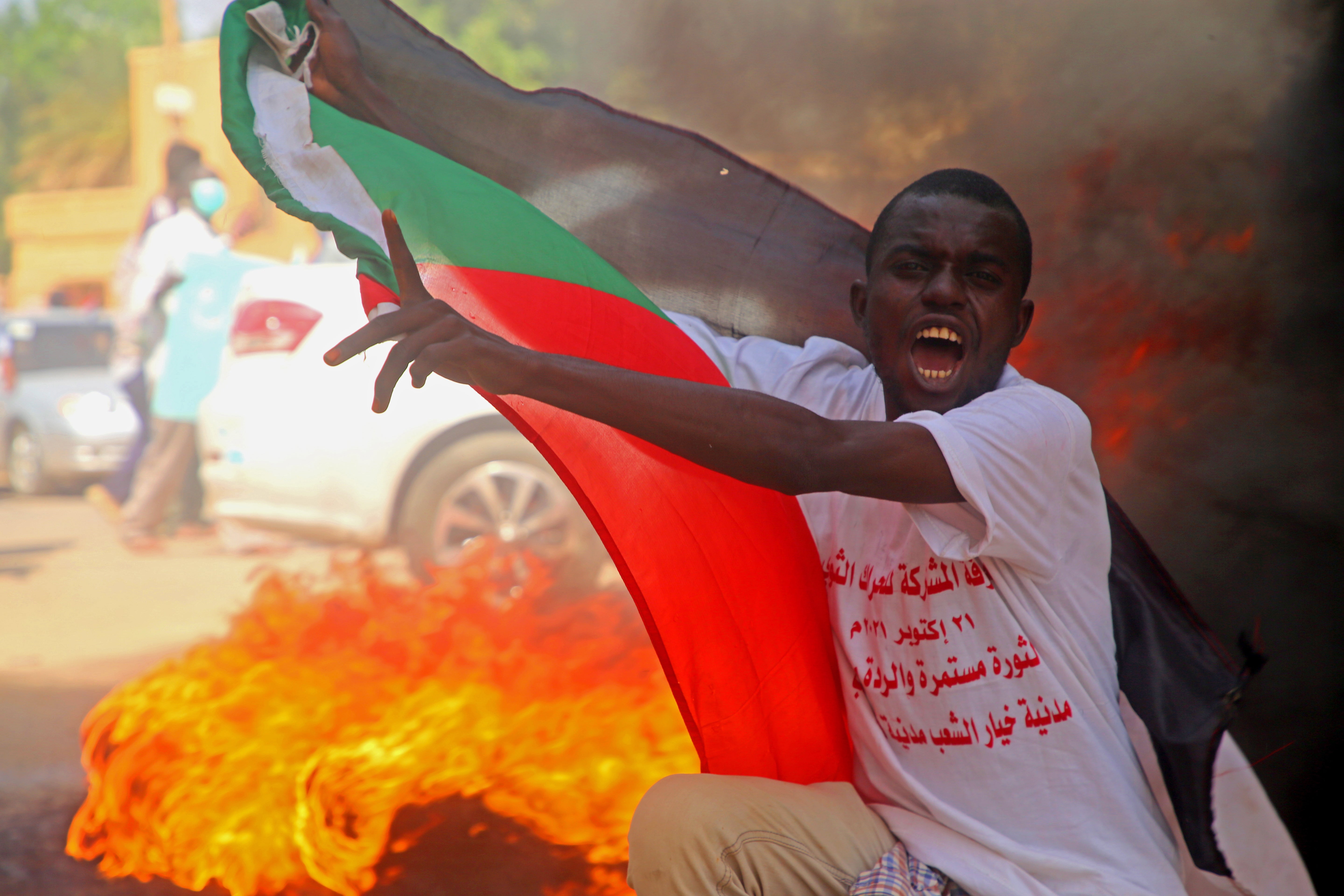 Demonstrations have taken place in support of the civilian government in Sudan following the military snatching power