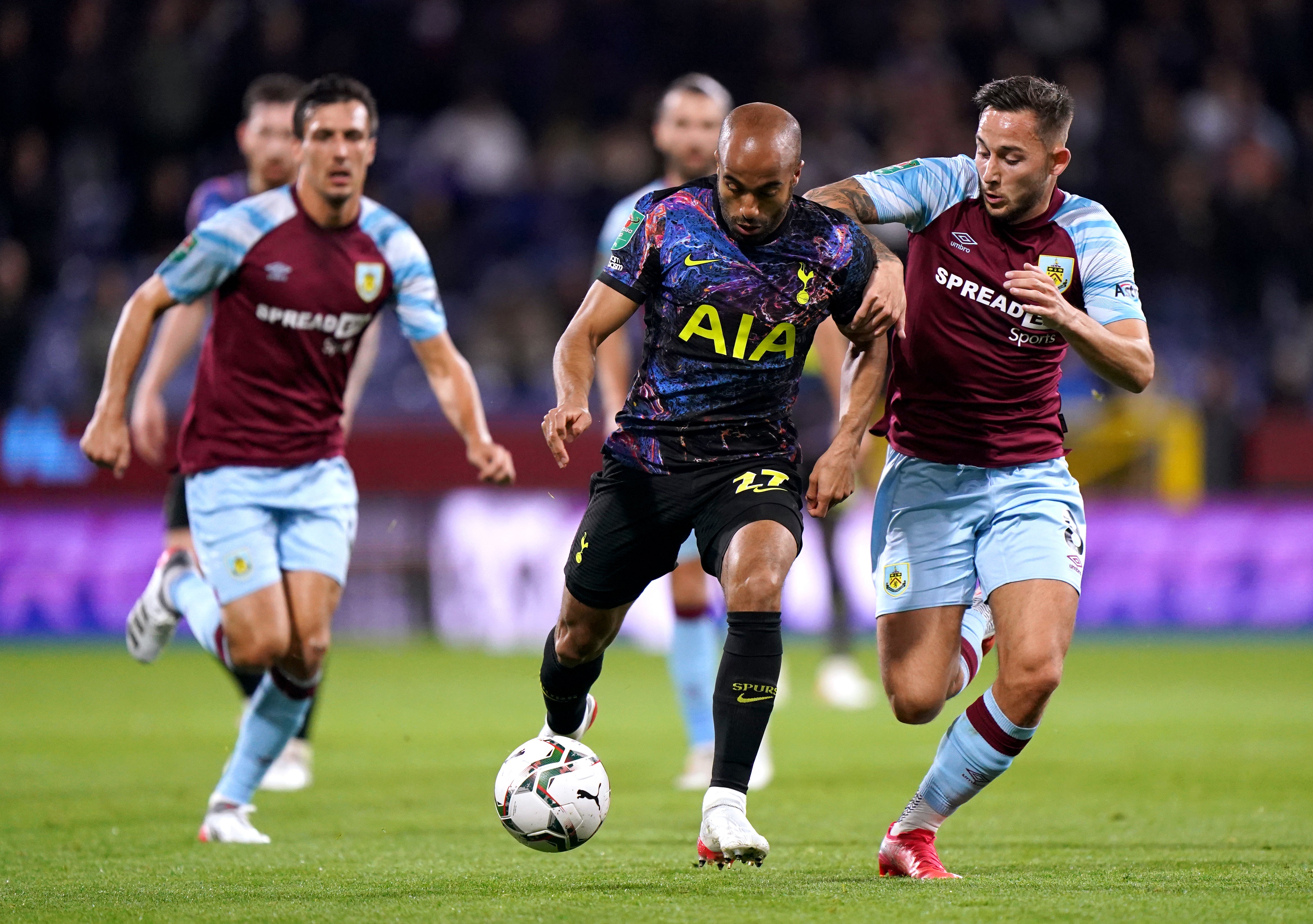 Lucas Moura (centre) scored the winner for Spurs (Tim Goode/PA)