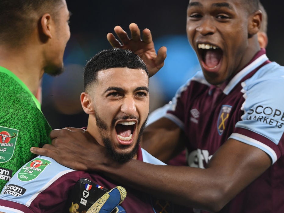 Said Benraham celebrates scoring the winning penalty