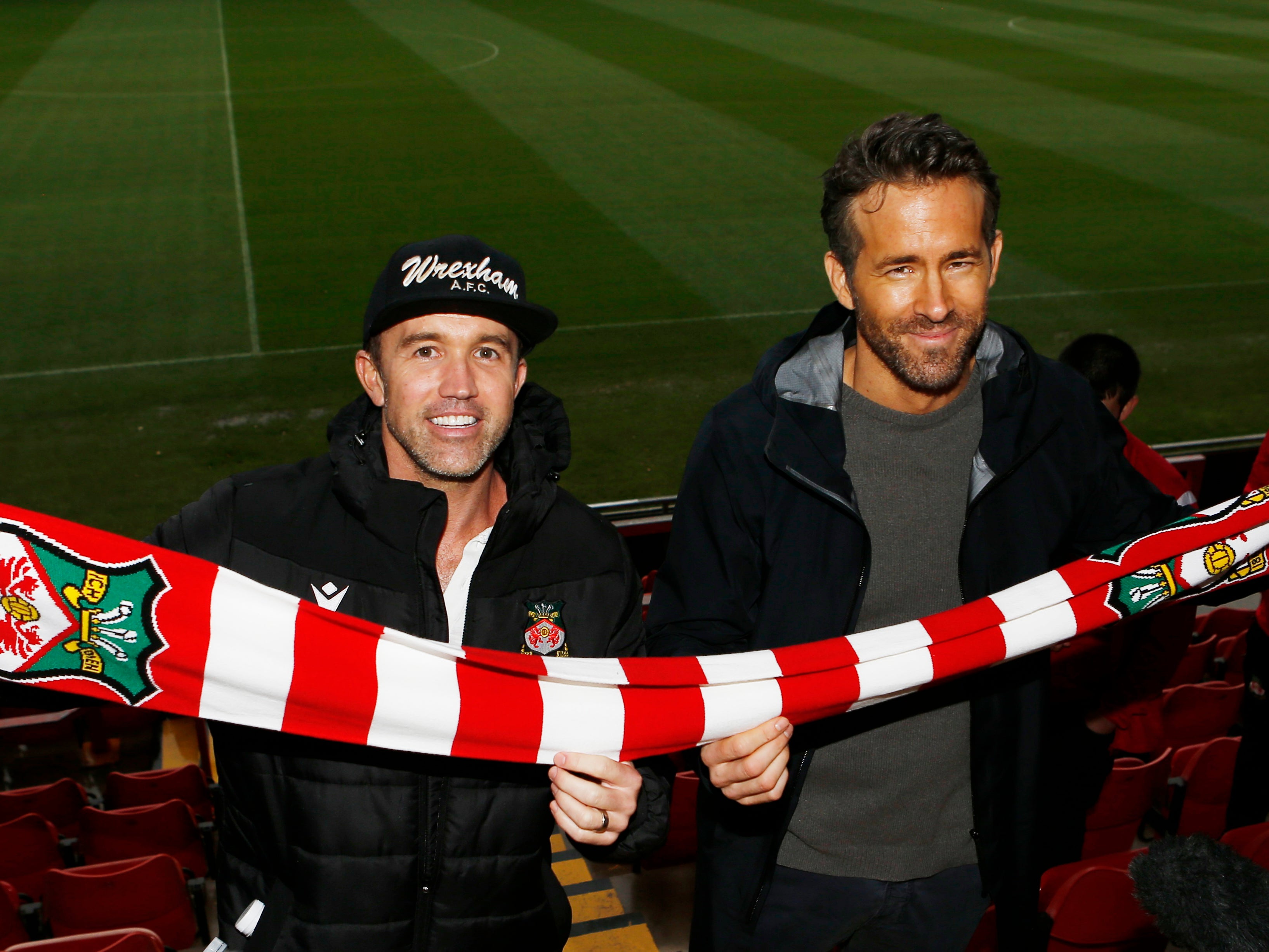 Wrexham owners Ryan Reynolds and Rob McElhenney hold a press conference