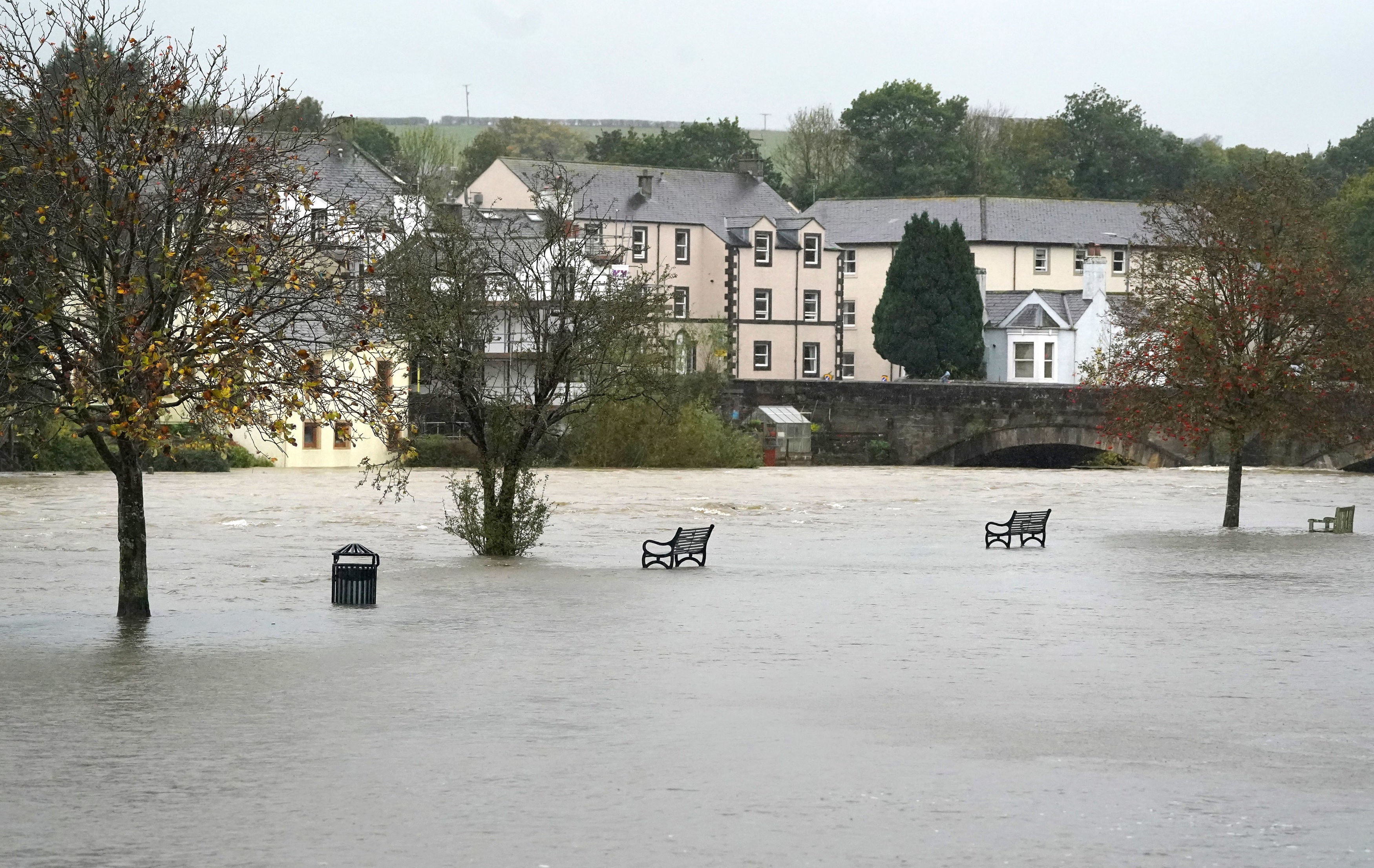 High water levels in Cumbria during the torrential rain