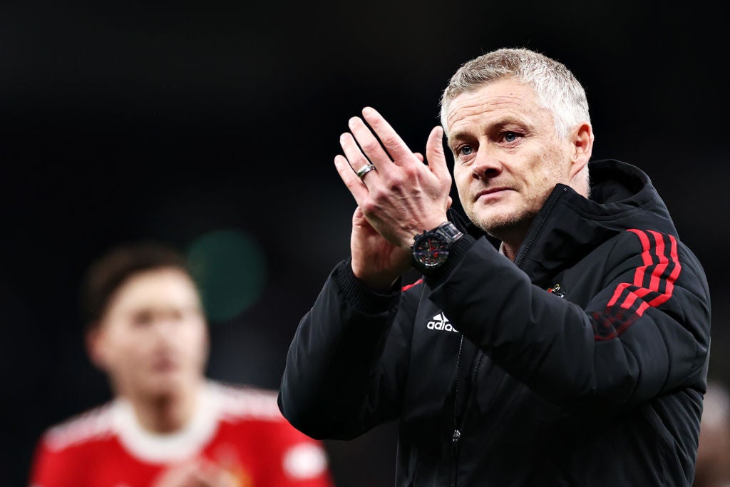 Solskjaer applauds the unrelenting away support at yesterday’s match