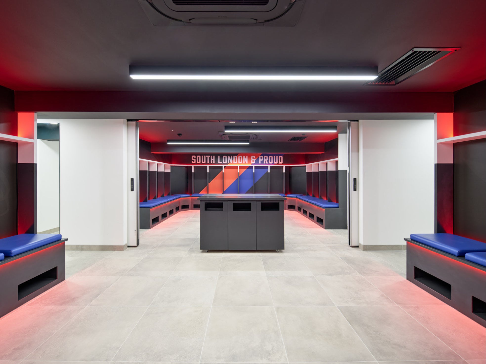 The changing rooms at Crystal Palace’s new academy facility