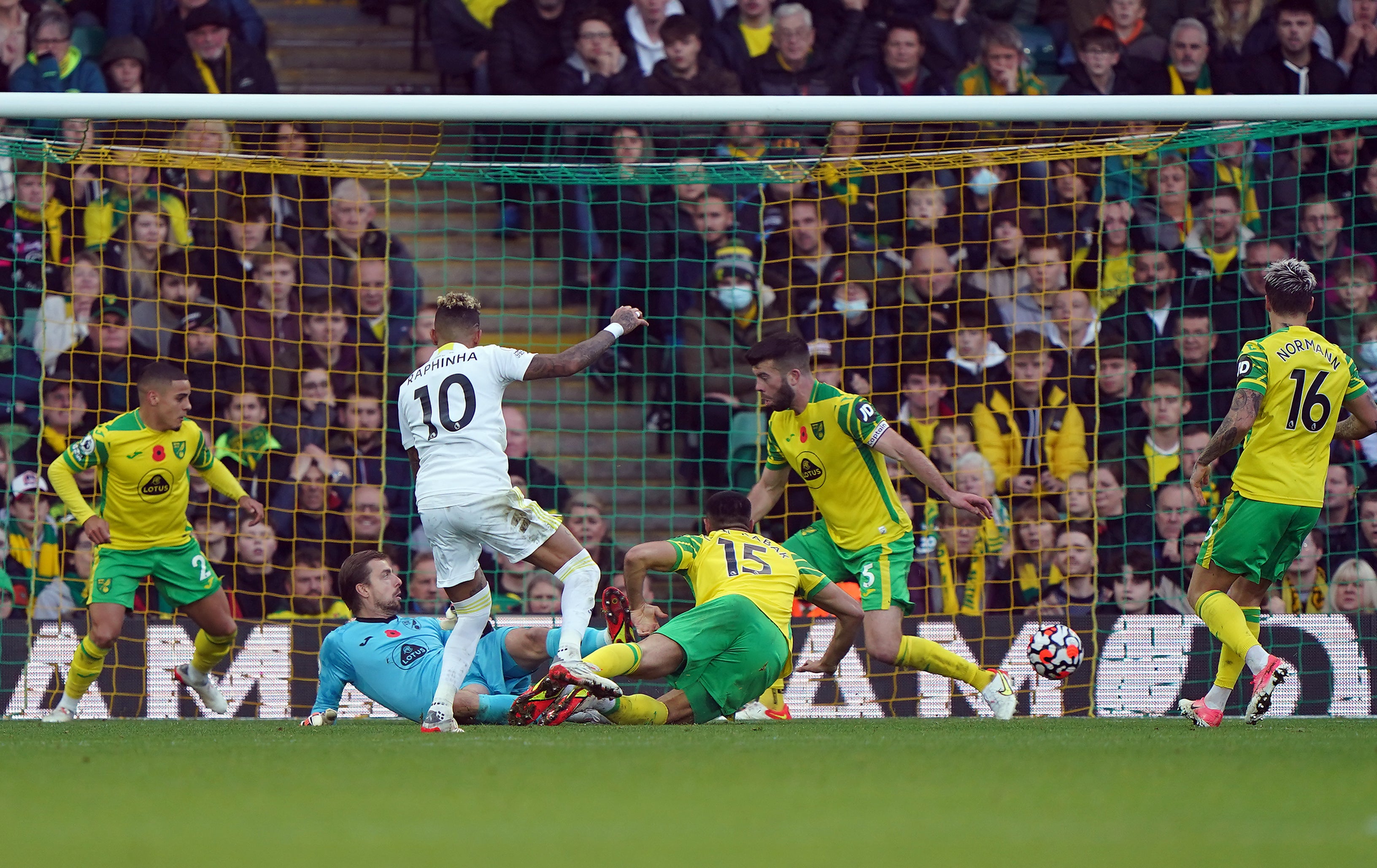 Raphinha scores the opening goal (Joe Giddens/PA)