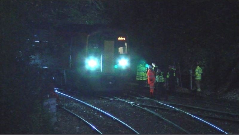 Emergency services at the scene at Fisherton Tunnel near Salisbury on Sunday