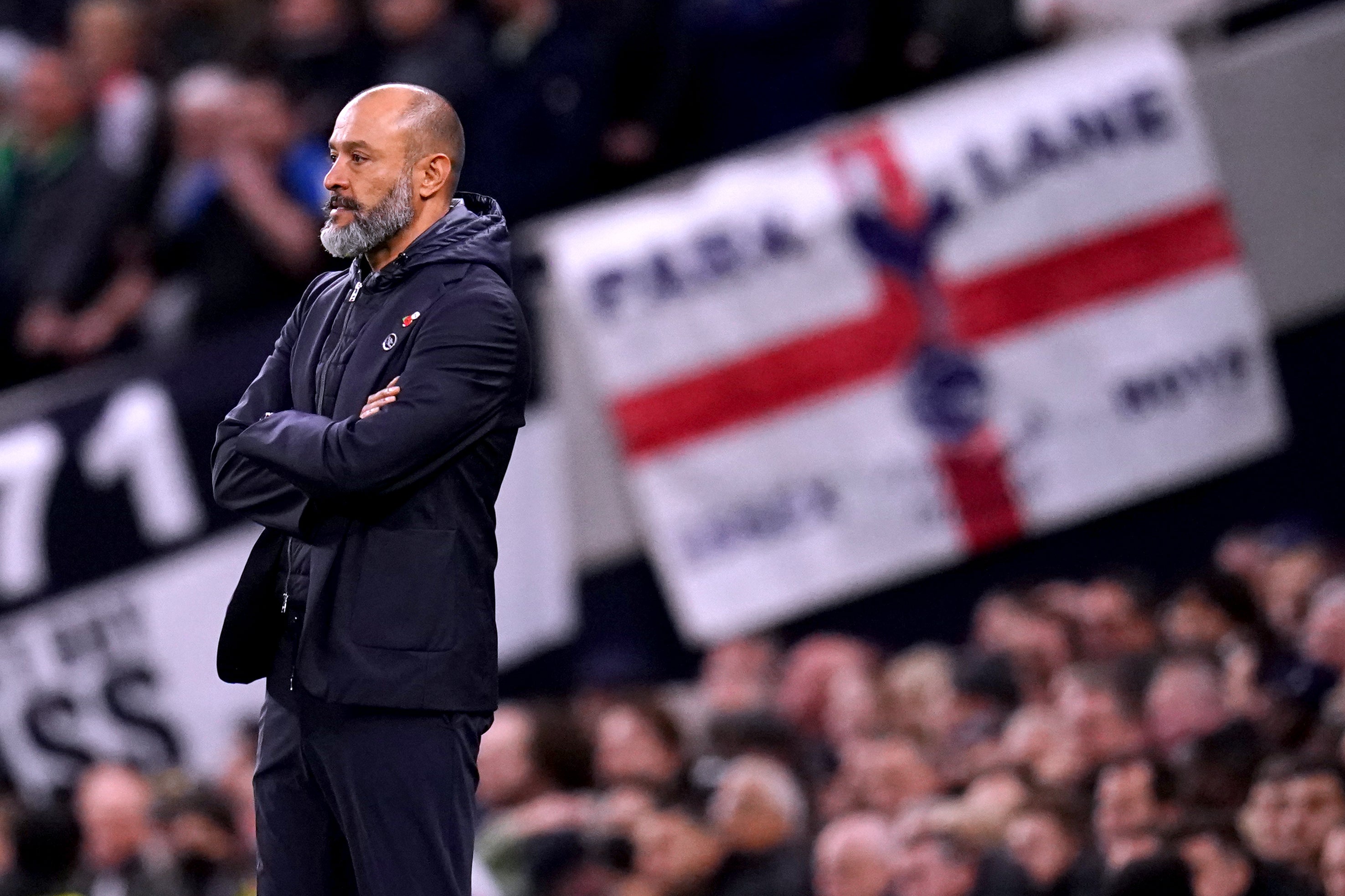 Tottenham fans made their feelings clear towards manager Nuno during the defeat to Manchester United (John Walton/PA)