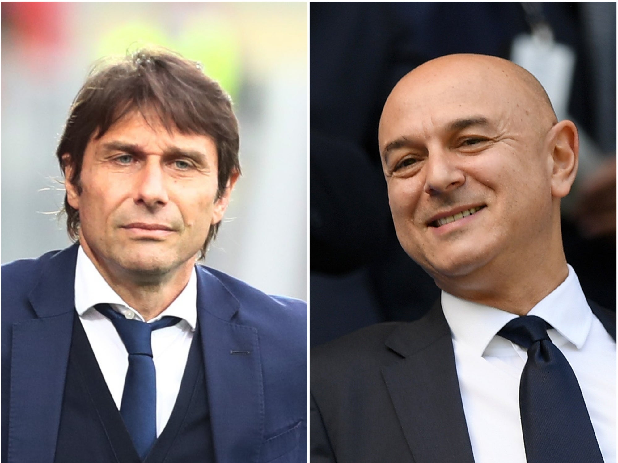 Tottenham’s new coach Antonio Conte (left) and club chairman Daniel Levy