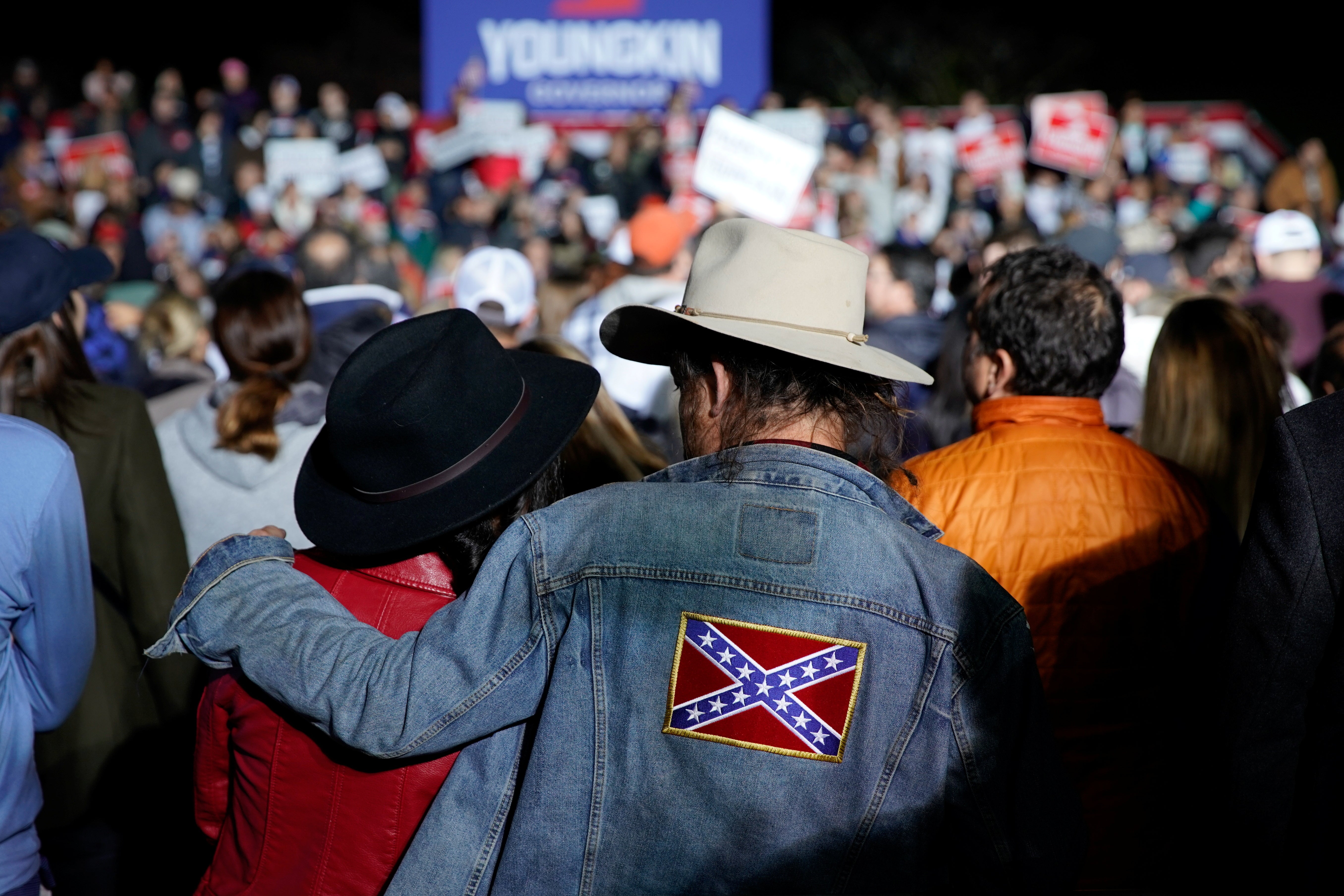 Supporters wait for Virginia Republican gubernatorial nominee Glenn Youngkin to arrive for a (Loudoun Parents Matter Rally) campaign event in Leesburg, Virginia