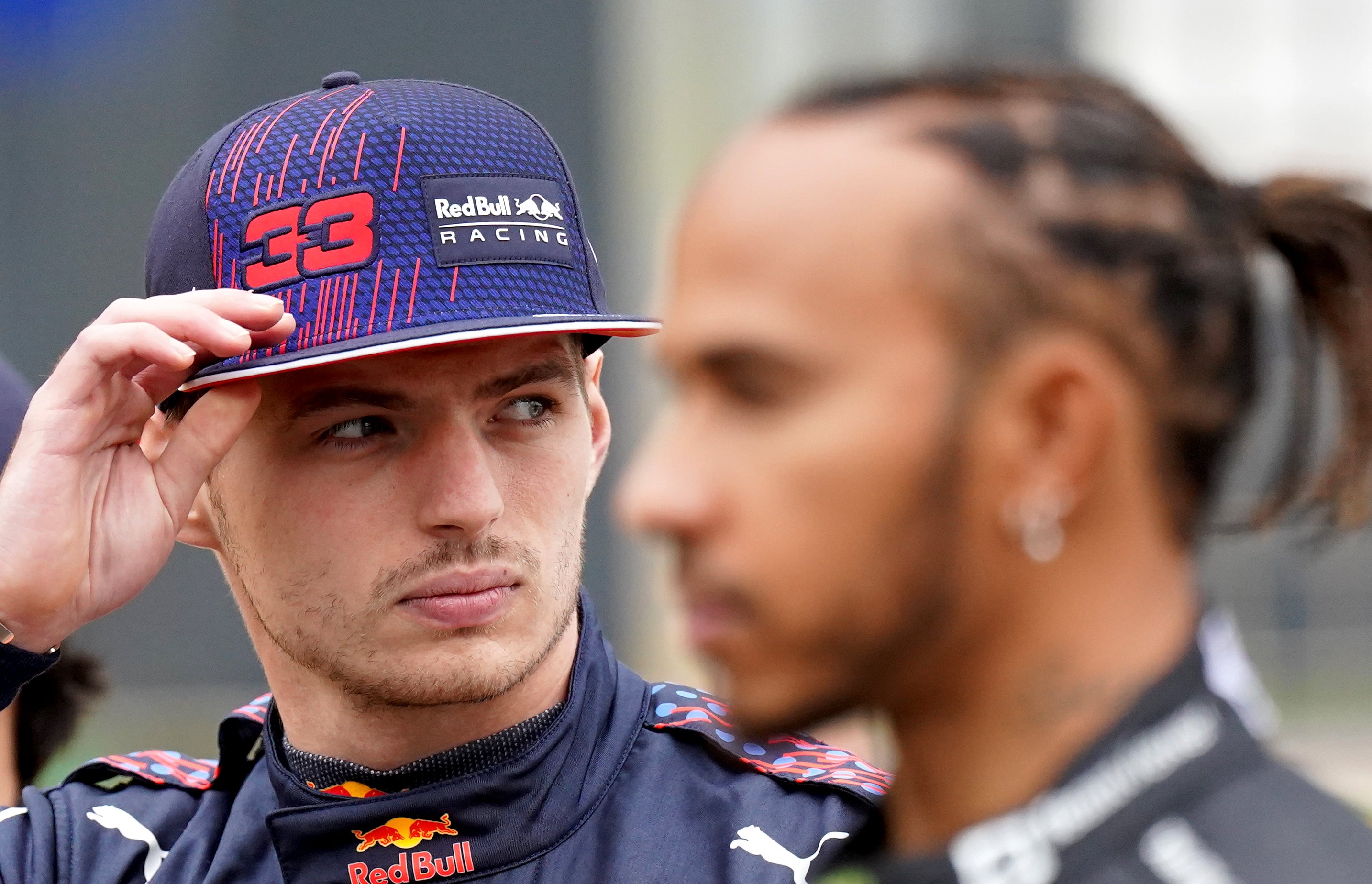 Max Verstappen, left, holds a 12-point lead over Lewis Hamilton