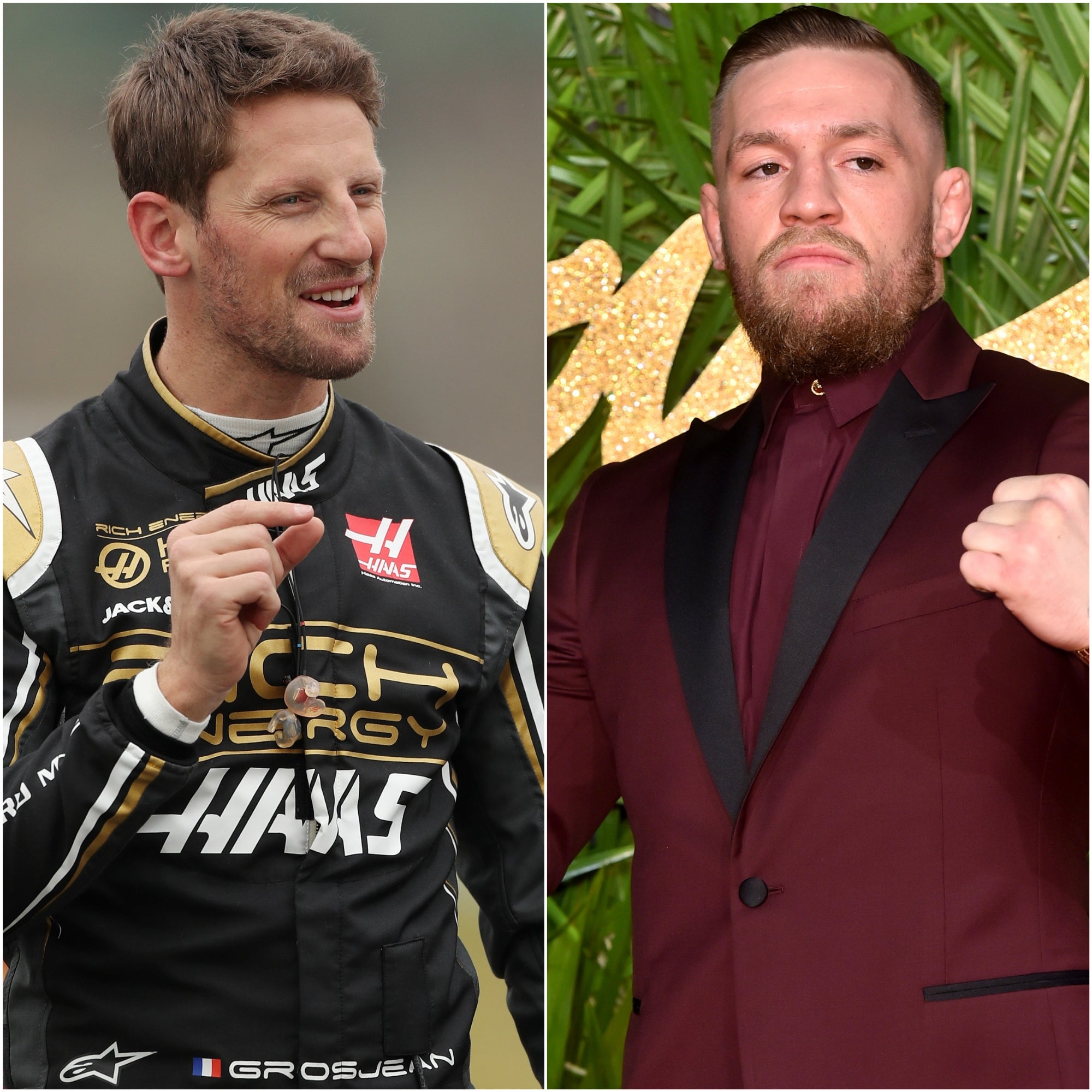 Romain Grosjean and Conor McGregor (David Davies/Matt Crossick/PA)