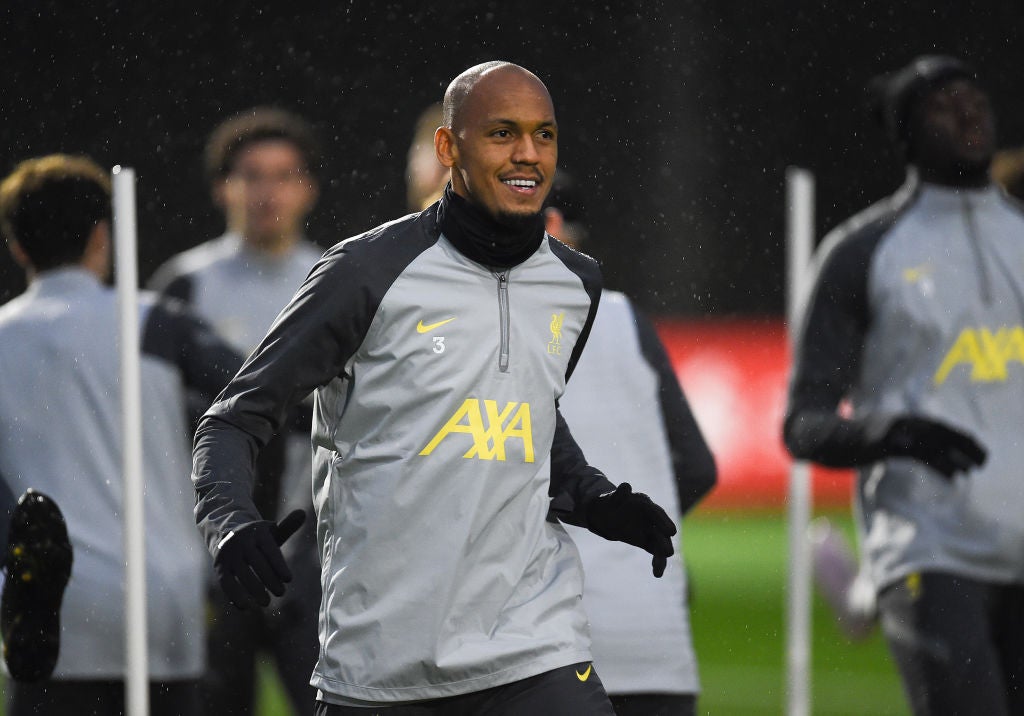 Fabinho trains ahead of the Atletico Madrid game