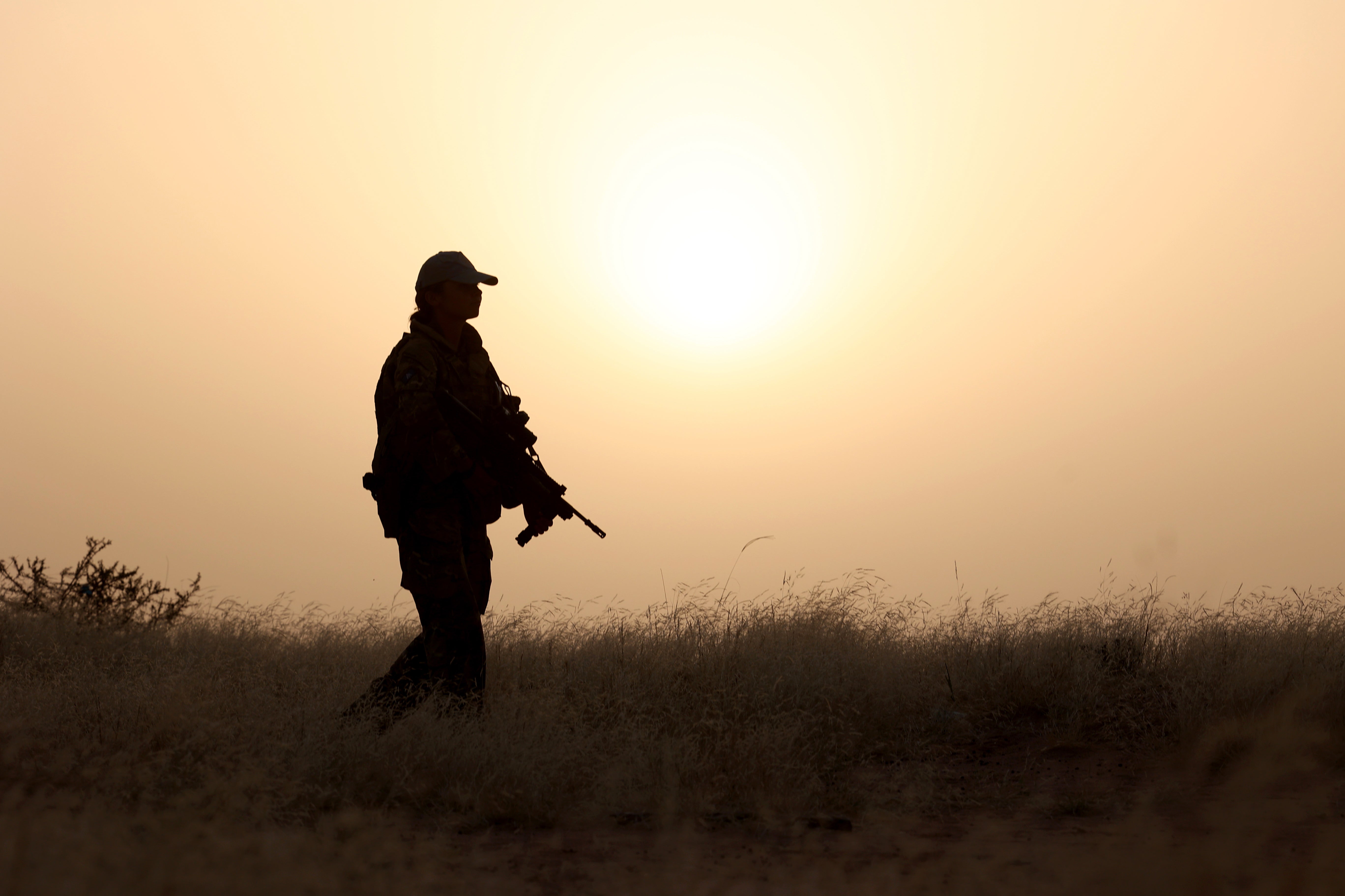 A British troop on patrol in Menaka, Mali